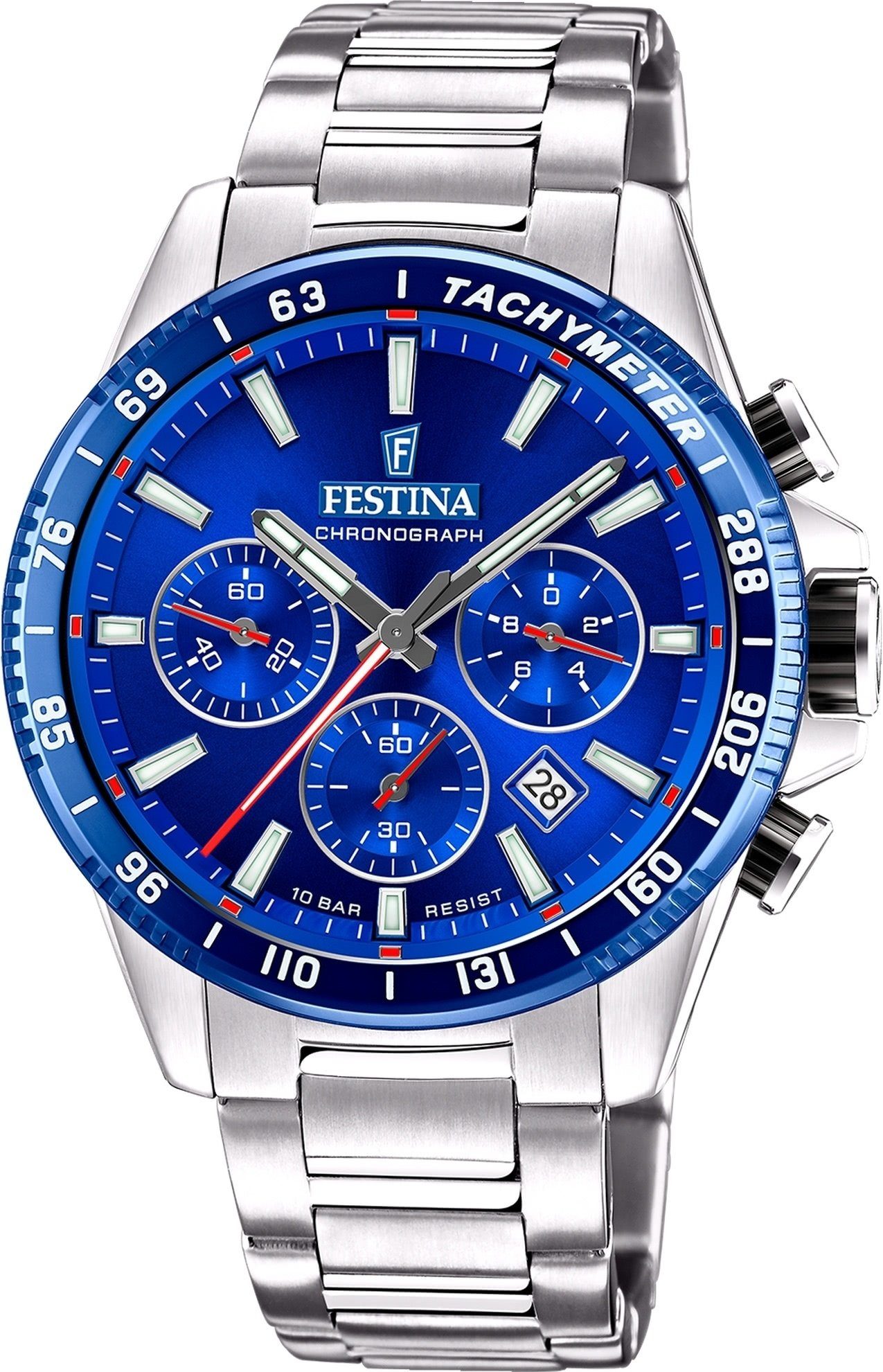 Festina Quarzuhr Festina Herrenuhr Timeless Chronograph, (Analoguhr), Herren Armbanduhr rund, Edelstahlarmband silber, Elegant