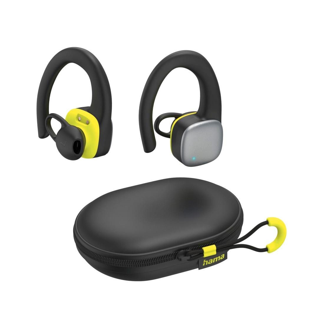 Hama Wireless Bluetooth Headset, In-Ear Bluetooth Kopfhörer für den Sport Sport-Kopfhörer (Freisprechfunktion, Sprachsteuerung, True Wireless, integrierte Steuerung für Anrufe und Musik, Google Assistant, Siri, A2DP Bluetooth, AVRCP Bluetooth, HFP, HSP, SPP, kabellos, mit Bügel und Mikrofon, schweißressistent, Reichweite 10m)