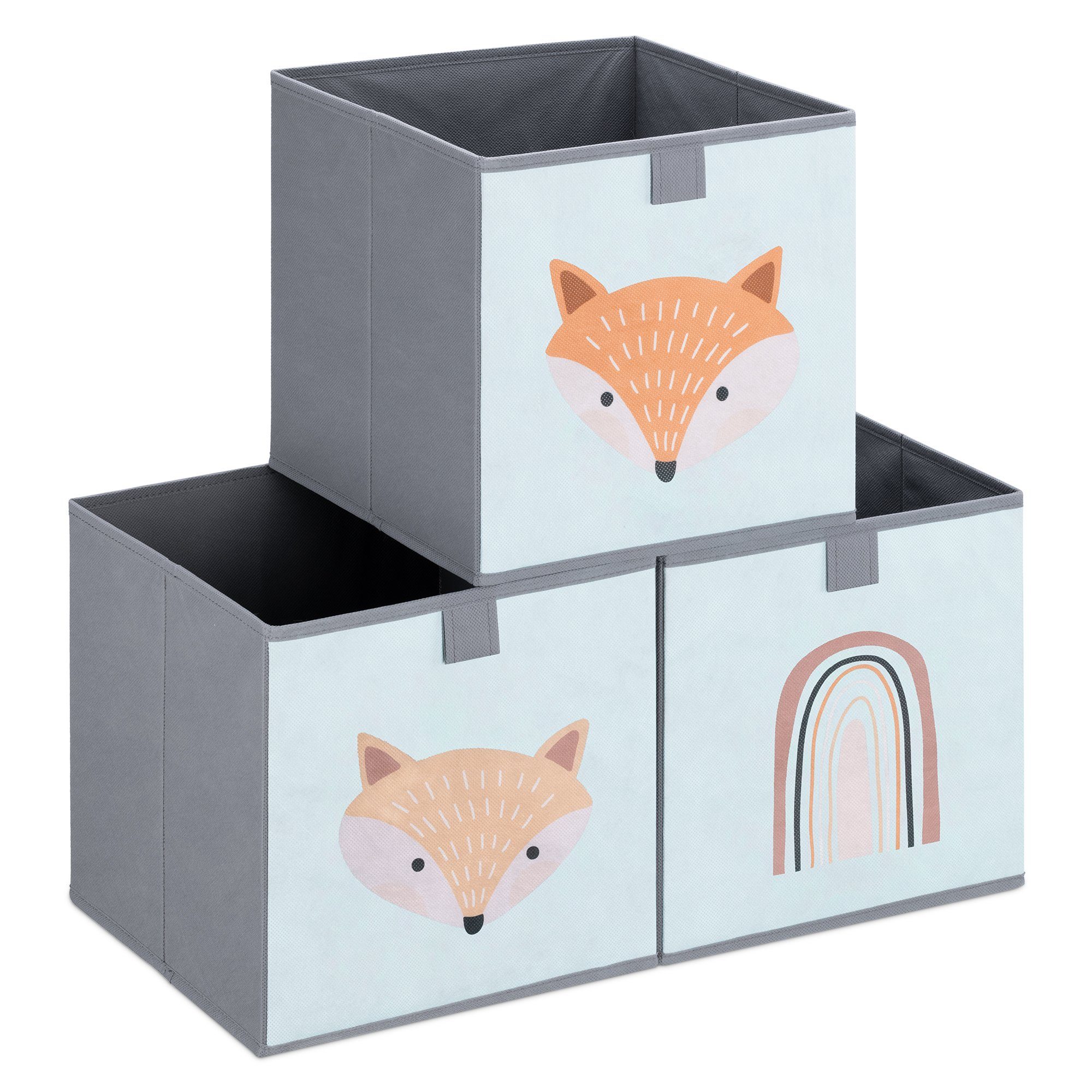 mit Griff Tier - Kisten Kinder 3er Set Motiv (3 Navaris St) Grün Aufbewahrungsbox Aufbewahrungsbox