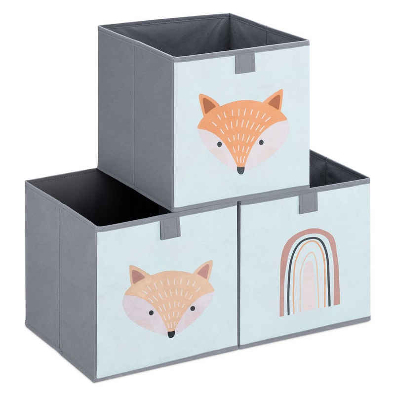 Navaris Aufbewahrungsbox Kinder Aufbewahrungsbox 3er Set - Tier Motiv Kisten mit Griff (3 St)