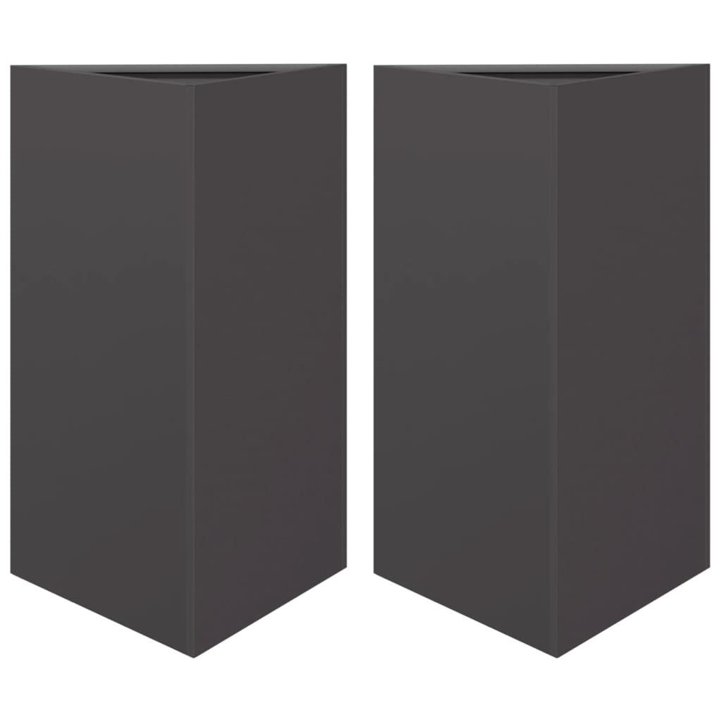 vidaXL Blumentopf Pflanzkübel 2 Stk. Schwarz Dreieckig 50x43x75 cm Stahl (2 St)