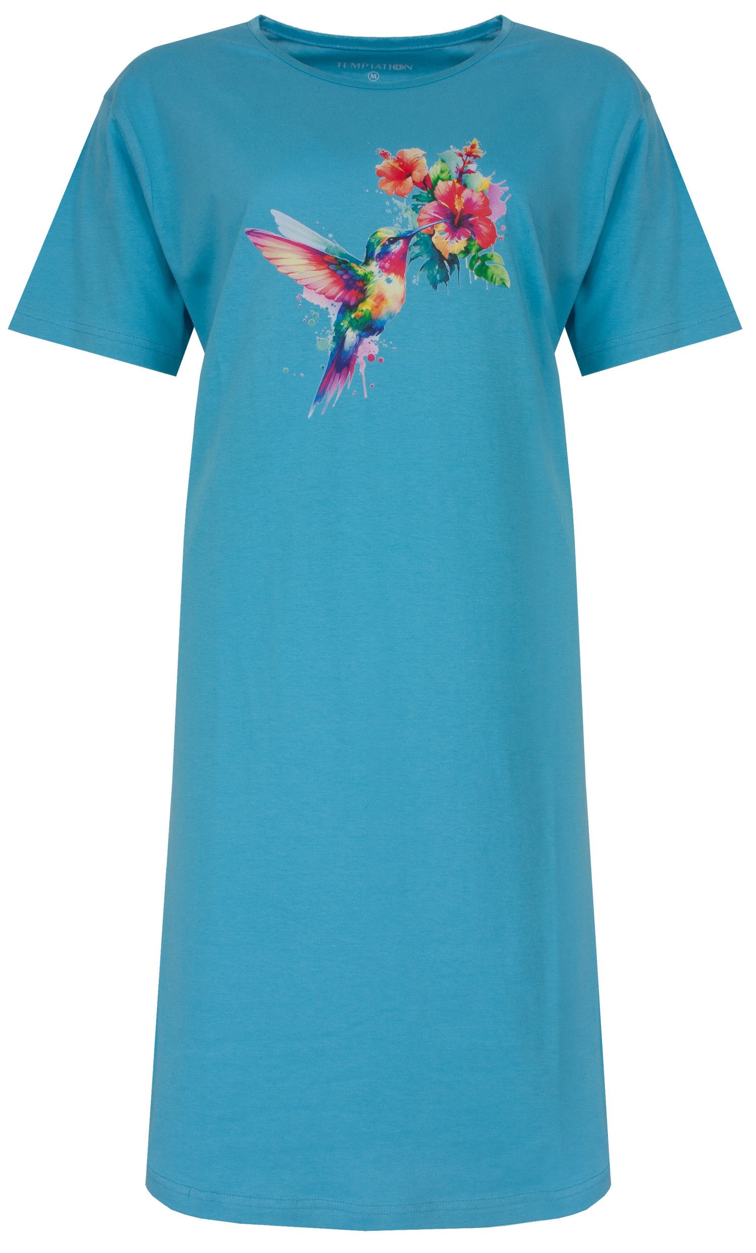 TEMPTATION Nachthemd Damen Schlafshirt mit kurzem Arm (1-tlg) Baumwolle