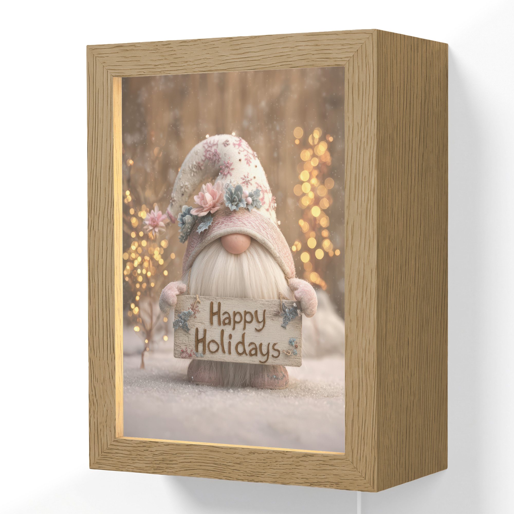 OnlyWow Wandleuchte Lightbox Weihnachten - Wichtel - Teller - Bunt, Dimmbar, Farbwechsel, LED, Warmweiß, Kaltweiß, Neutralweiß Einstellbar, Wandlampe Innen, Dimmbar, mit Kabel, LED, Beleuchtung, Wohnzimmer