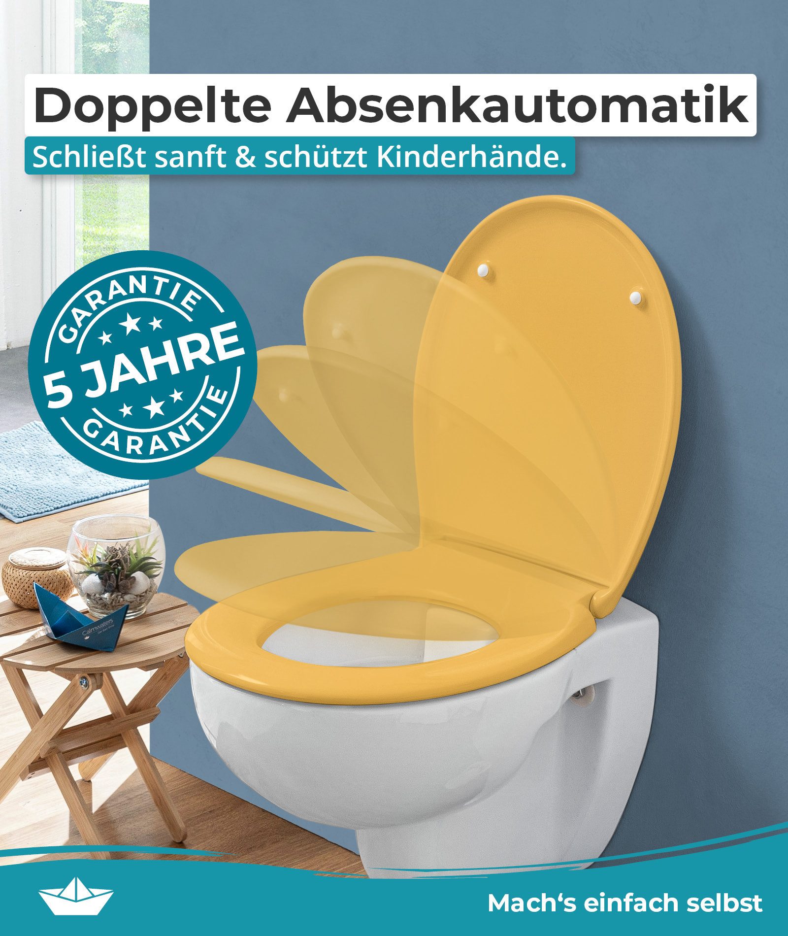 Calmwaters WC-Sitz Original, Premium, Made in EU, Absenkautomatik, bis 250 kg, Abnehmbar, 26LP6229
