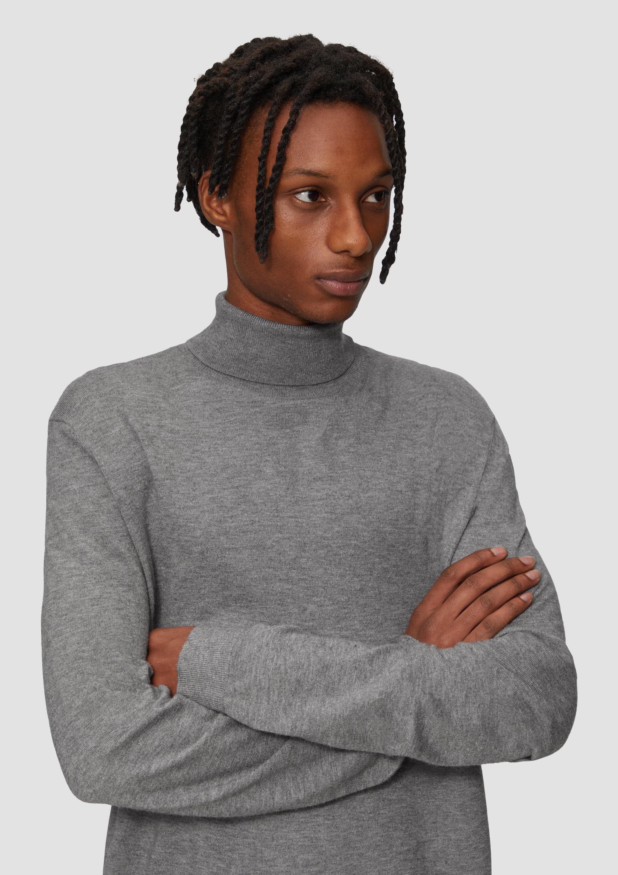 QS Longpullover Strickpullover Slim-Fit-Pullover mit Rollkragen