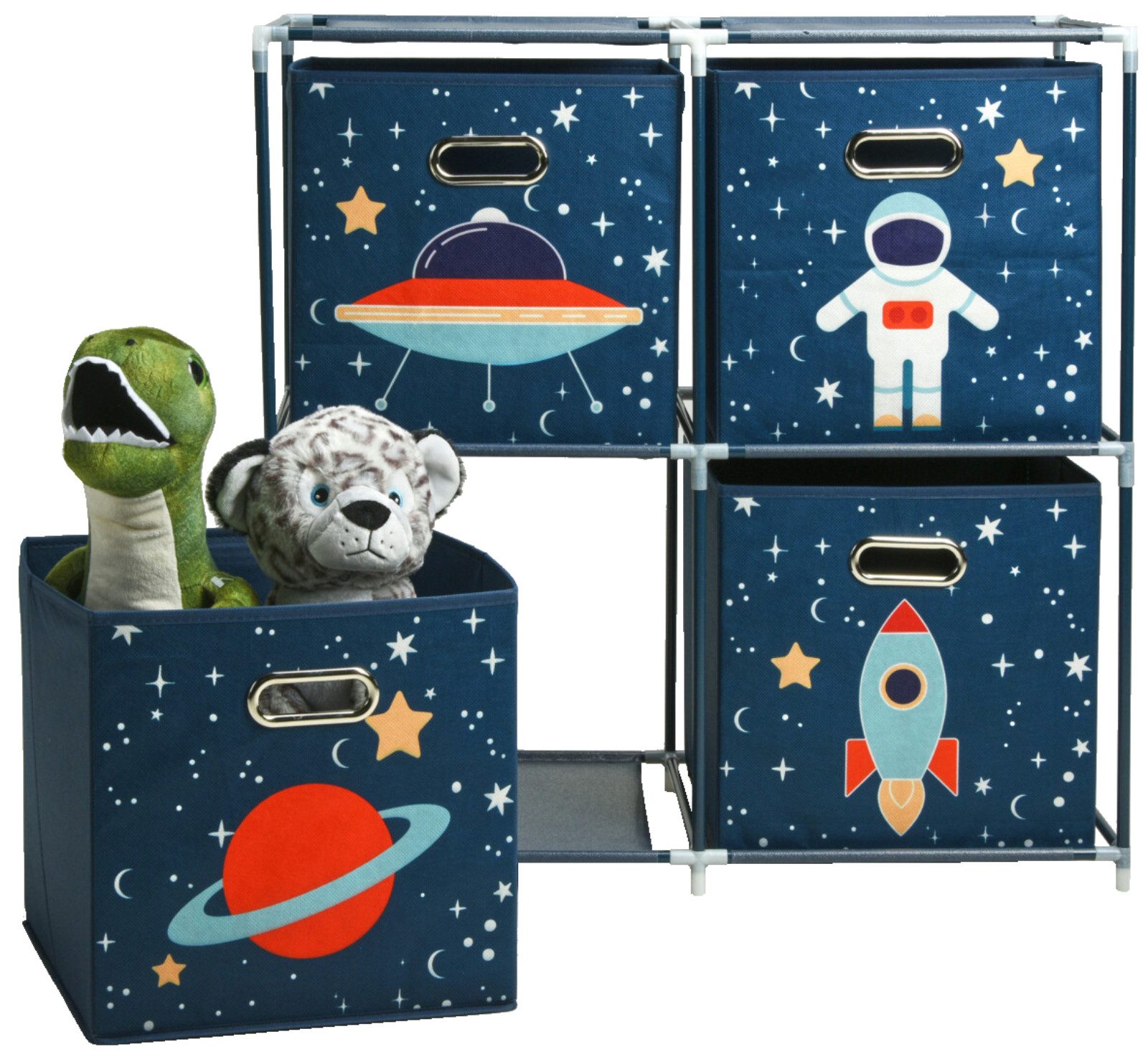 Koopman Kinderregal Spielzeugregal Blau Fächerregal Raumfahrt 68x35x70 cm, günstig online kaufen