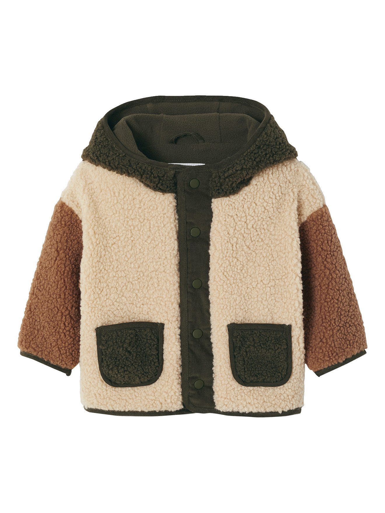 vertbaudet Sommerjacke Baby Mantel aus Teddyfleece mit Kapuze