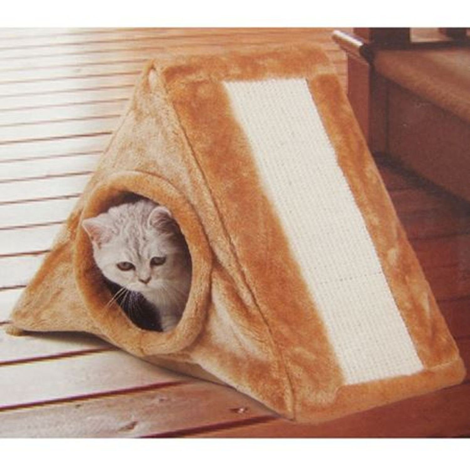 BURI Hundehütte Katzenhöhle mit Kratzbrett Katzenbett Schlafplatz  Kuschelhöhle Katzenk