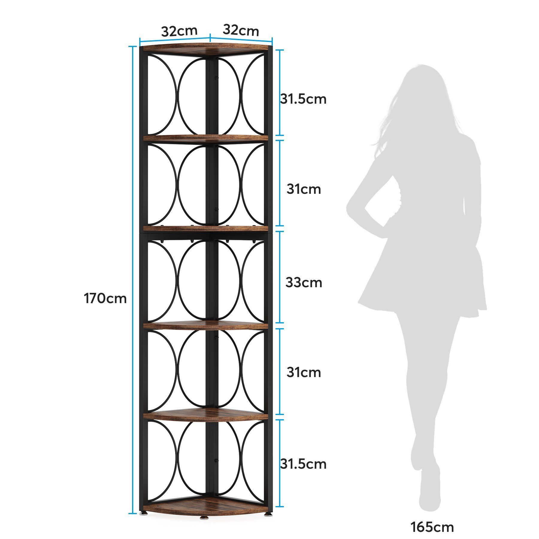 Celya Eckregal Eckregal, 170 cm hoch rustikales Bücherregal