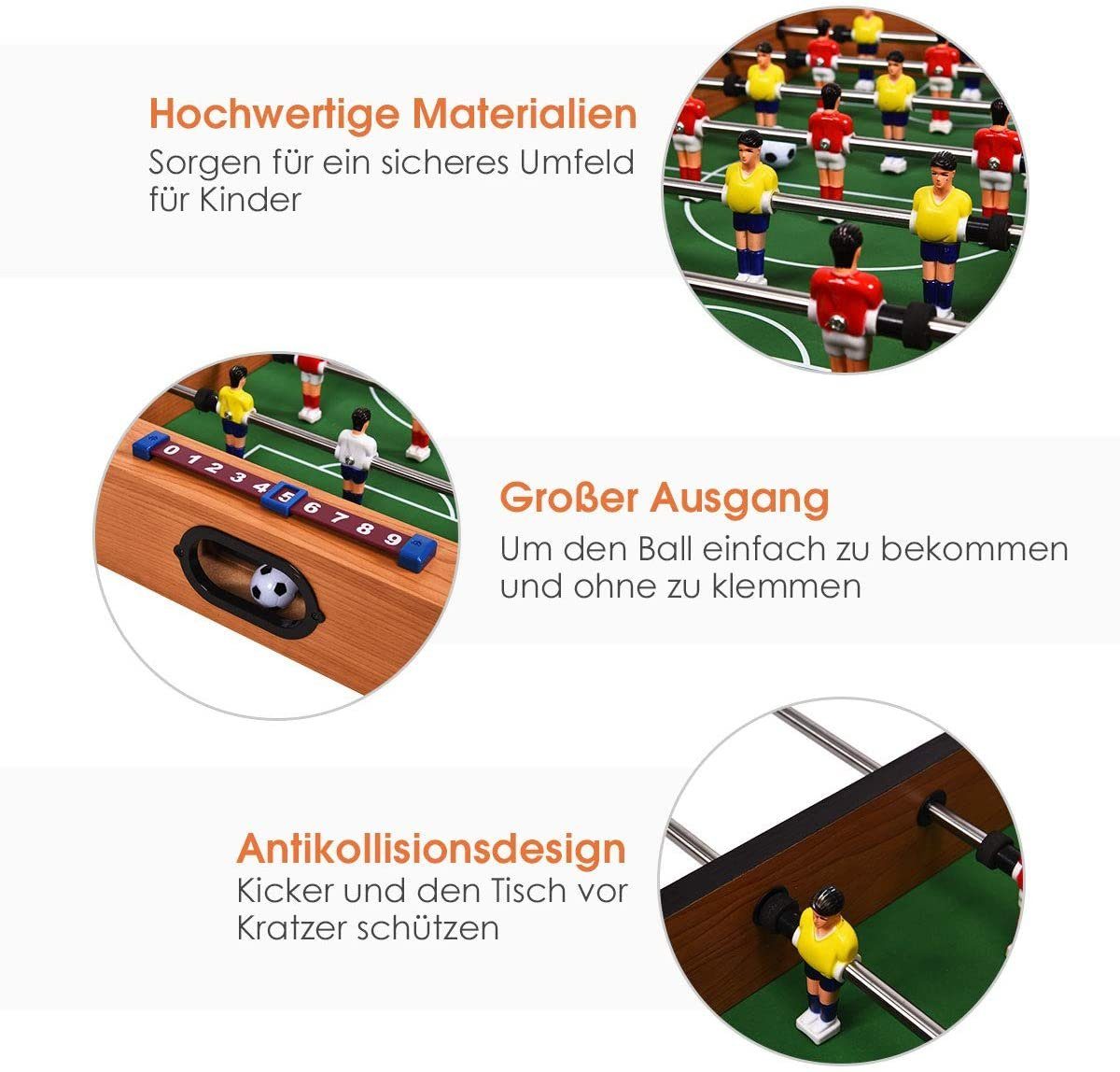 COSTWAY Mini-Tischkicker Spieltisch, 2 in 1, aus Holz, inkl Bälle