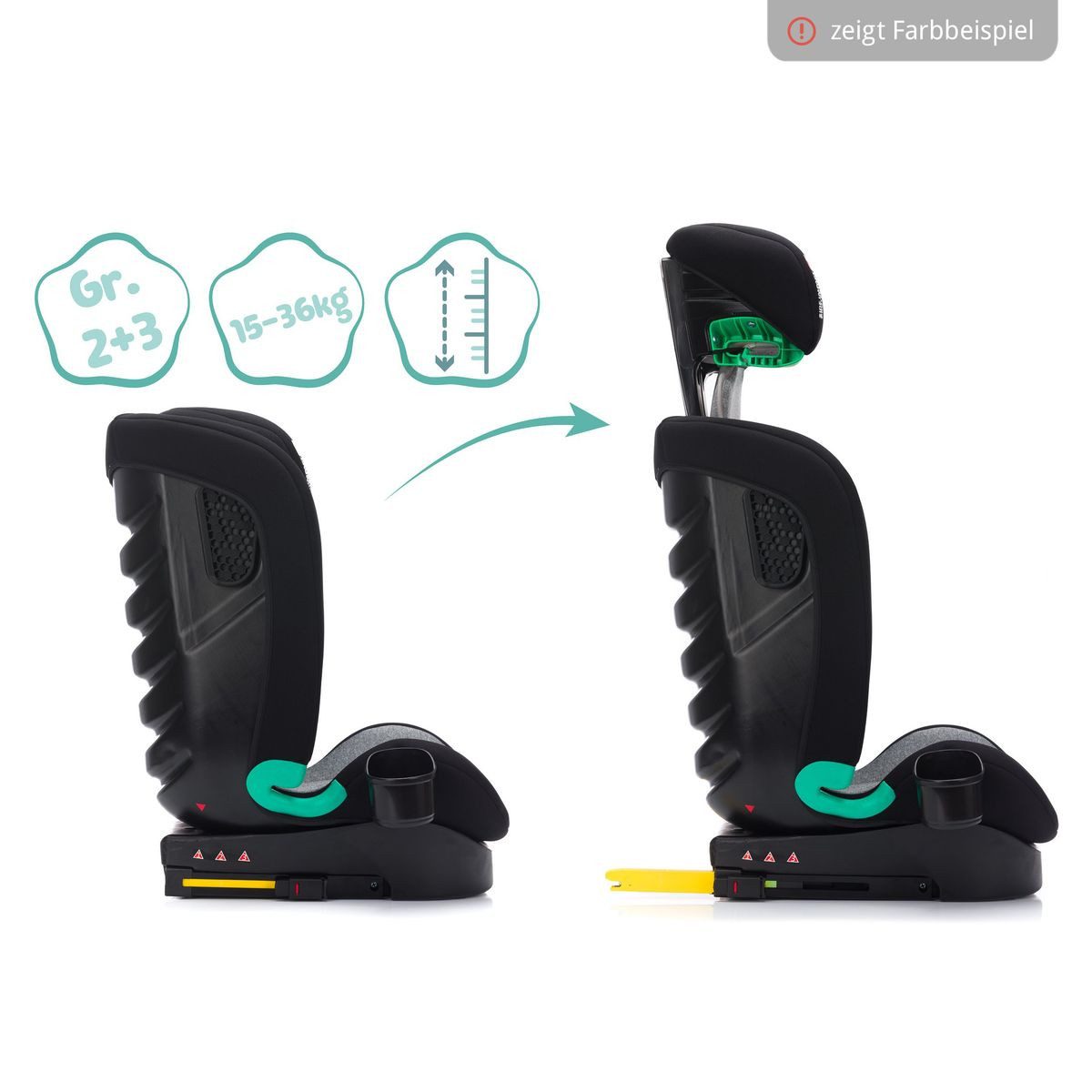 Fillikid Autokindersitz Elli Pro - Grau, Kindersitz ab 3 Jahre-12 Jahre / 100 cm-150 cm mit Isofix & Sitztasche