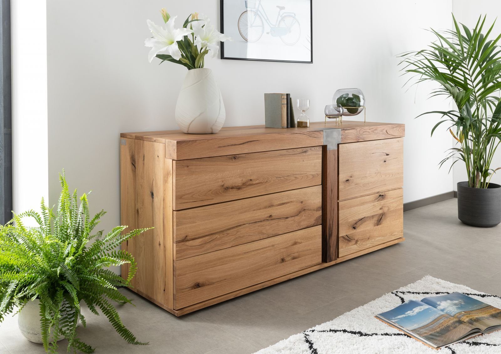 Massivmoebel24 Sideboard NEW AMSTERDAM (Massivholz), Wildeiche / Zerreiche 160x45x75 natur NEW AMSTERDAM #10
