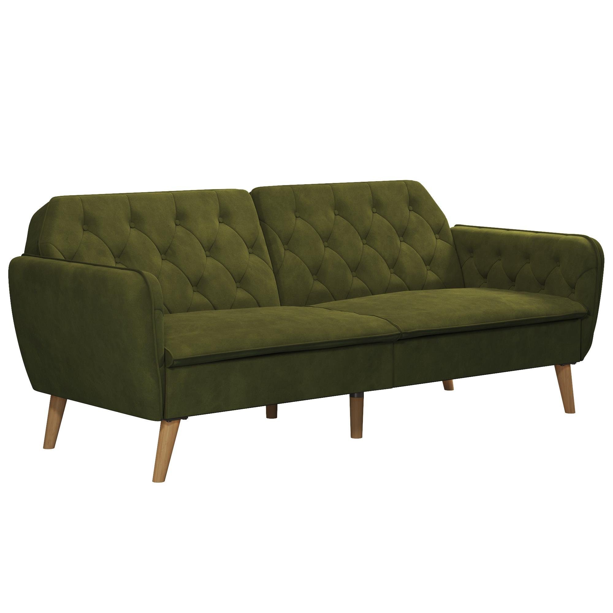 loft24 Schlafsofa Tallulah, Bezug in Samtoptik, Memory-Foam Polsterung, Breite 210 cm grün