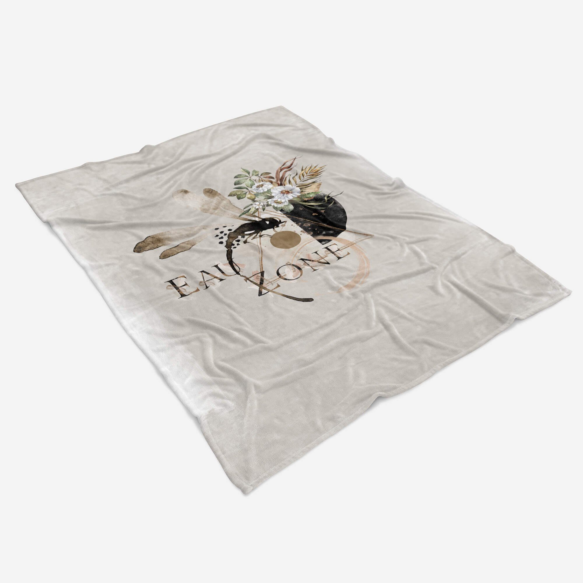 (1-St), Strandhandtuch Kuscheldecke Handtuch Kunstvoll Handtuch Saunatuch Baumwolle-Polyester-Mix Sinus Blumen Art Libelle Motiv, Handtücher