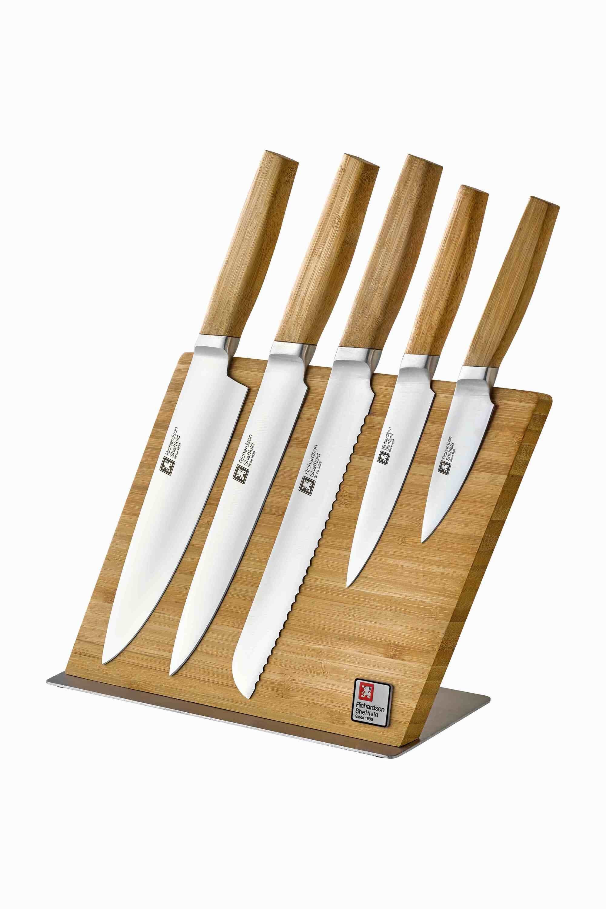 Richardson Sheffield Messerblock NOMAD, magnetisches Holz-Messerbrett, inklusive 5 Messer