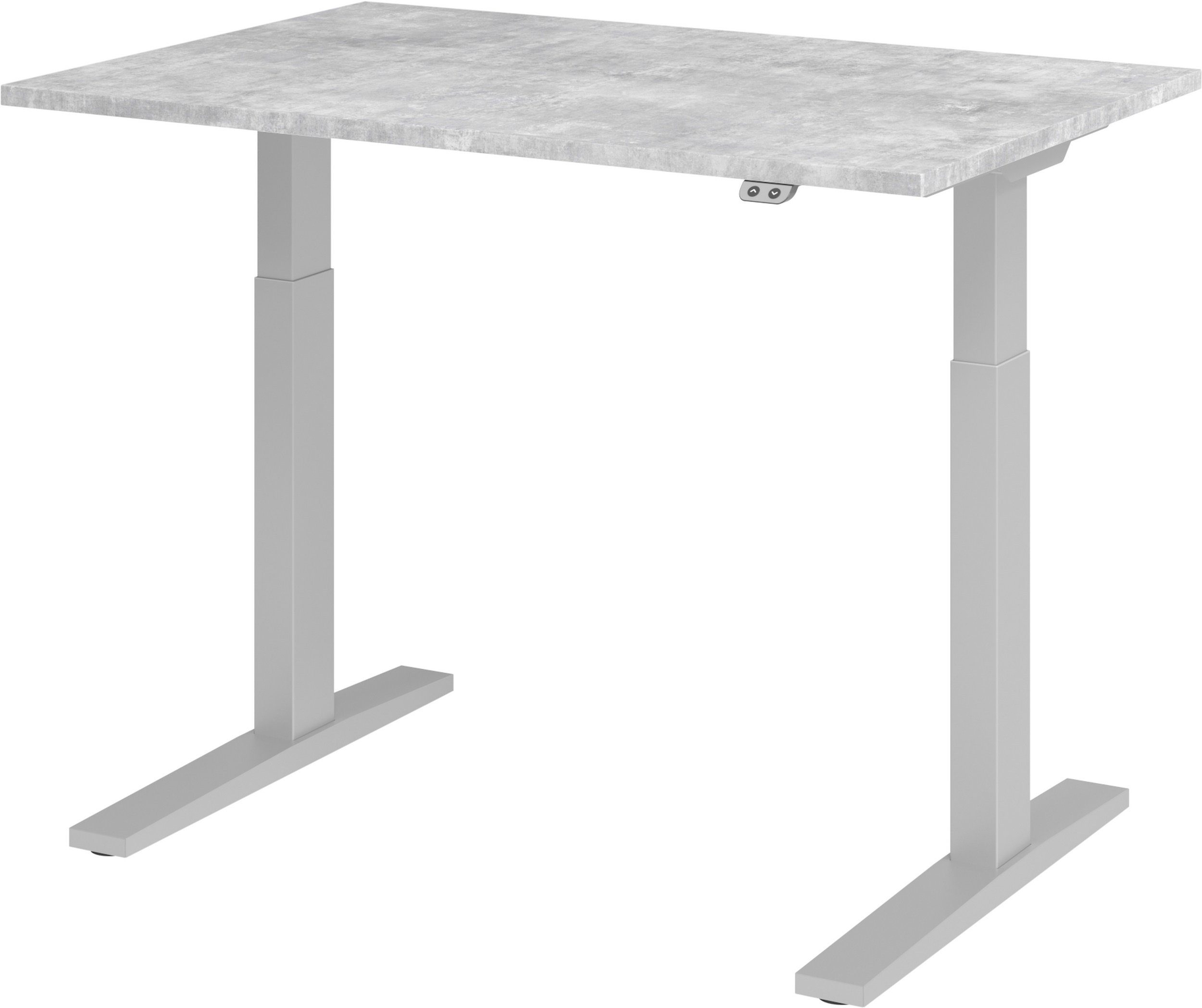 bümö Schreibtisch Schreibtisch elektrisch XMKA, Rechteck: 120 x 80 cm - Dekor: Beton - Gestell: Silber Silber | Beton