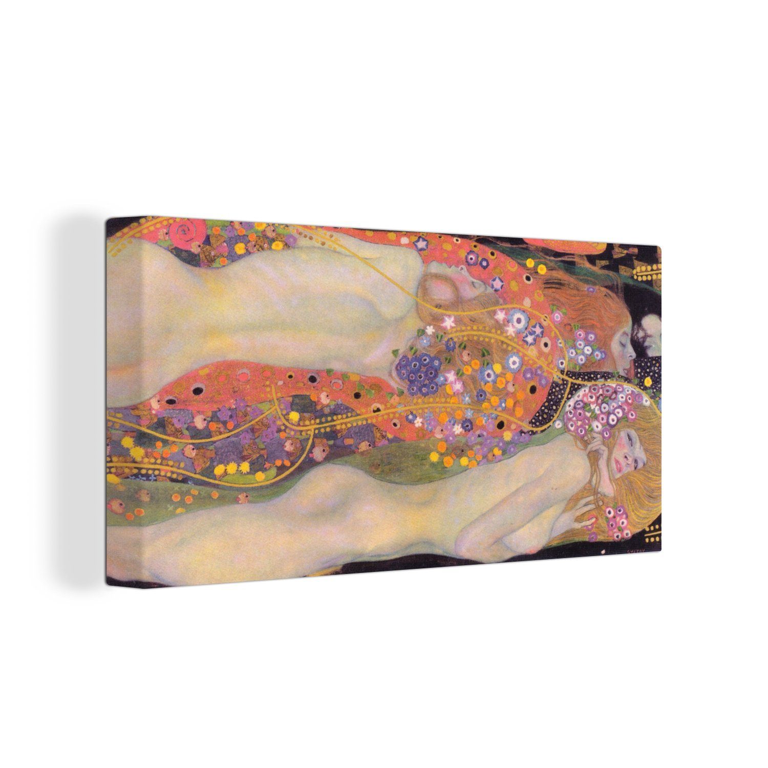 OneMillionCanvasses® Leinwandbild Wasserschlangen II - Gemälde von Gustav Klimt, (1 St), Wandbild für alle Wohnbereiche, Gemälde, XXL, großes, 120x80 cm