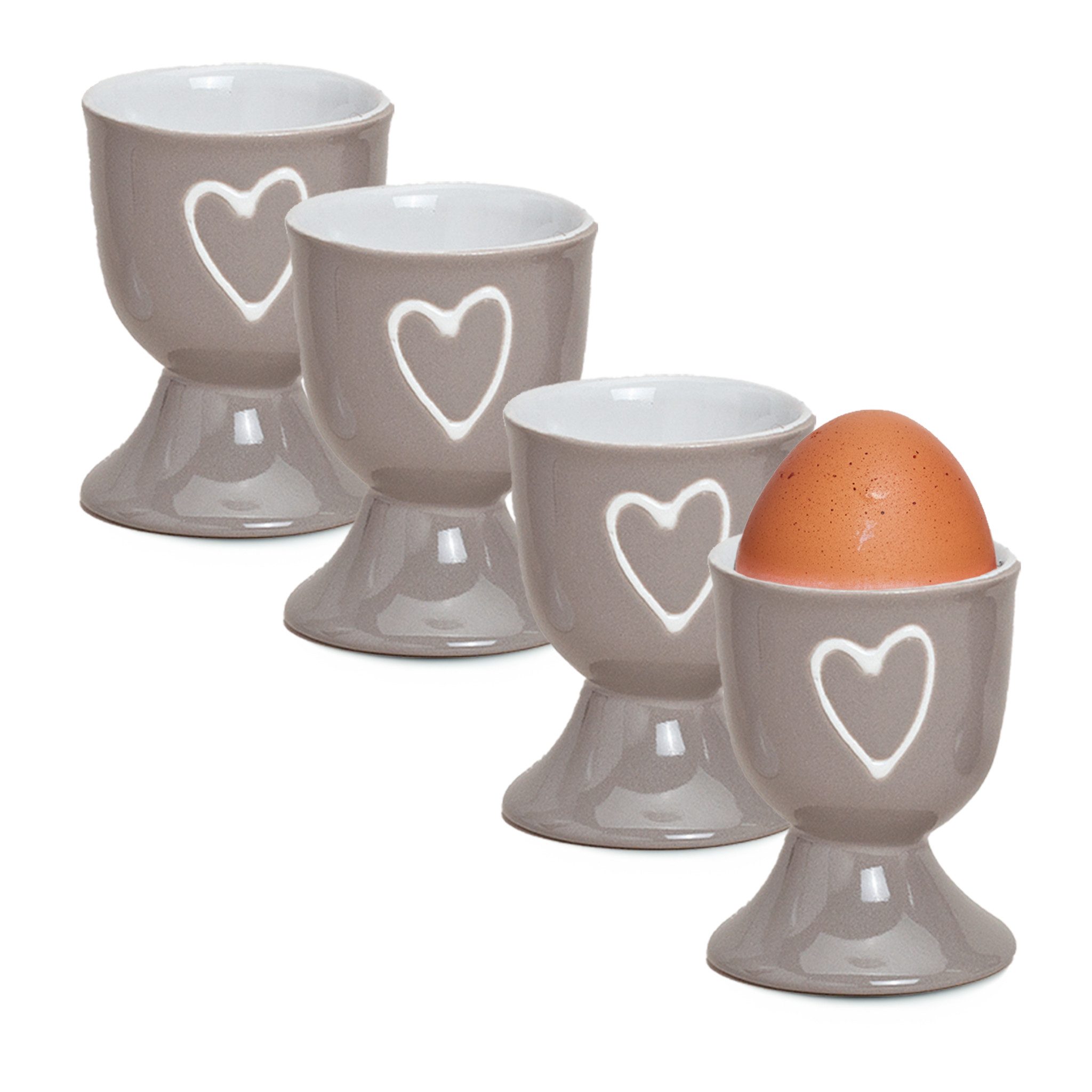 matches21 HOME & HOBBY Подставки для яиц, (4-tlg), Runde Keramik Ei-Halter als lustige Frühstücks-Eier Tisch-Deko