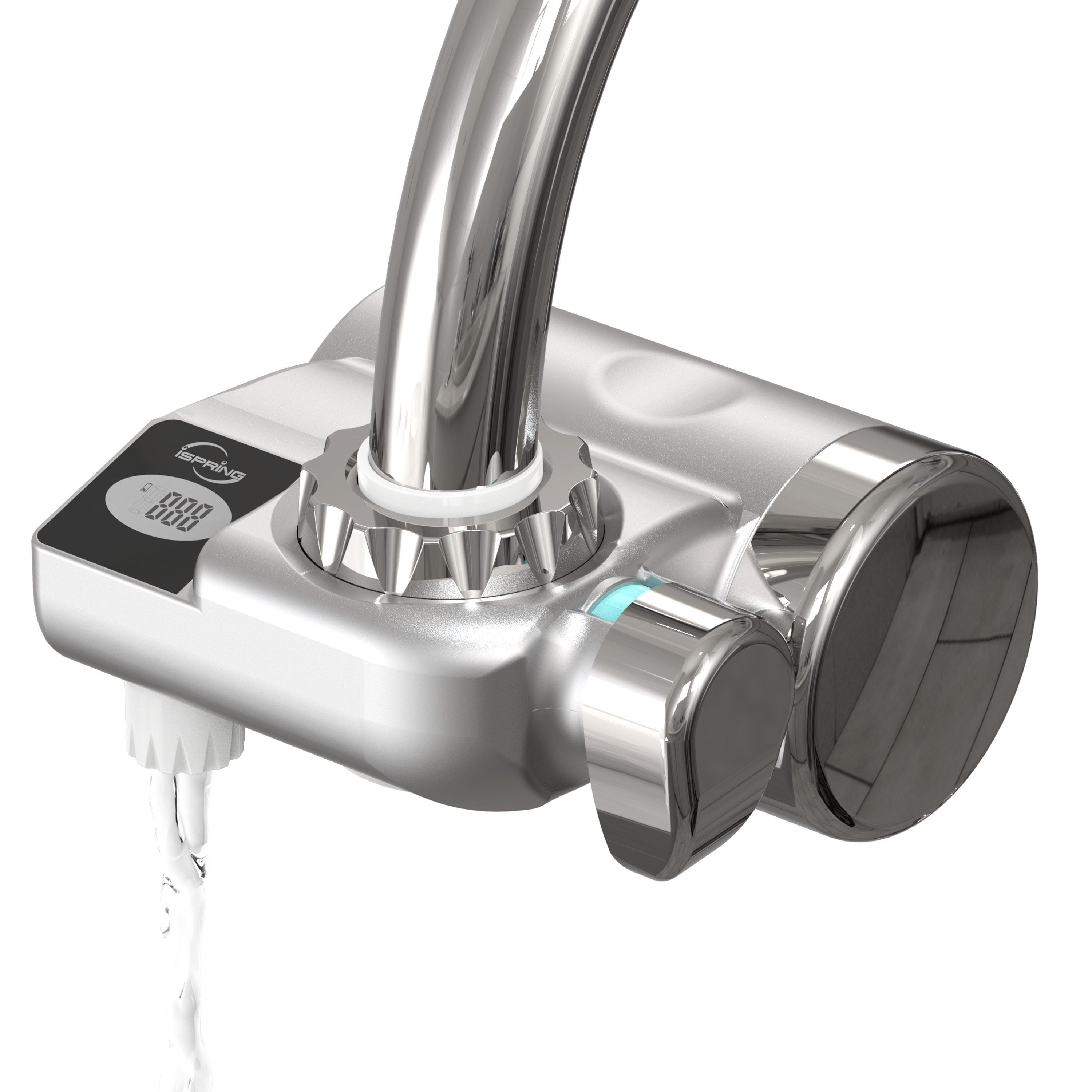 iSpring Wasserhahnfilter mit Digitaldisplay & 600 L Kapazität, reduziert 99% Chlor & Gerüche, mit drei praktische Wasser-Modi