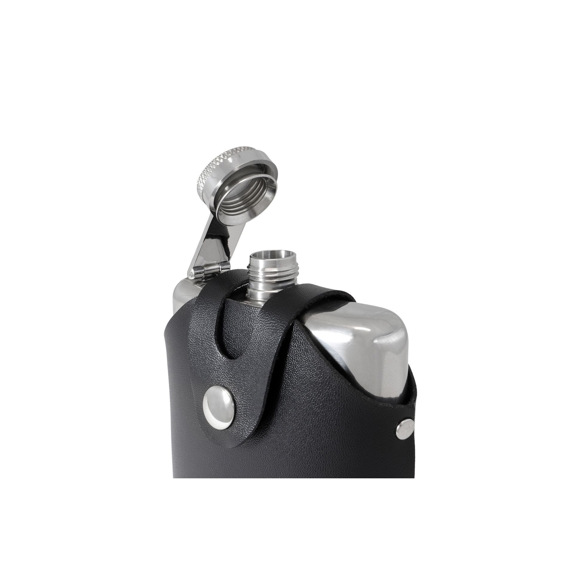 Origin Outdoors Flachmann Stylischer Edelstahl Flachmann Fashion 180 ml mit Kunstledertasche