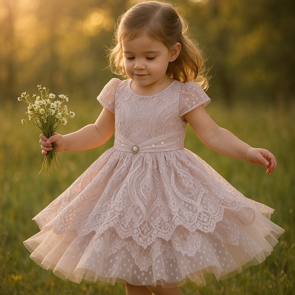 Partykleid Mädchen Kleid, Prinzessin Kleid, Festkleid, Taufkleid, Rosa, Spitze