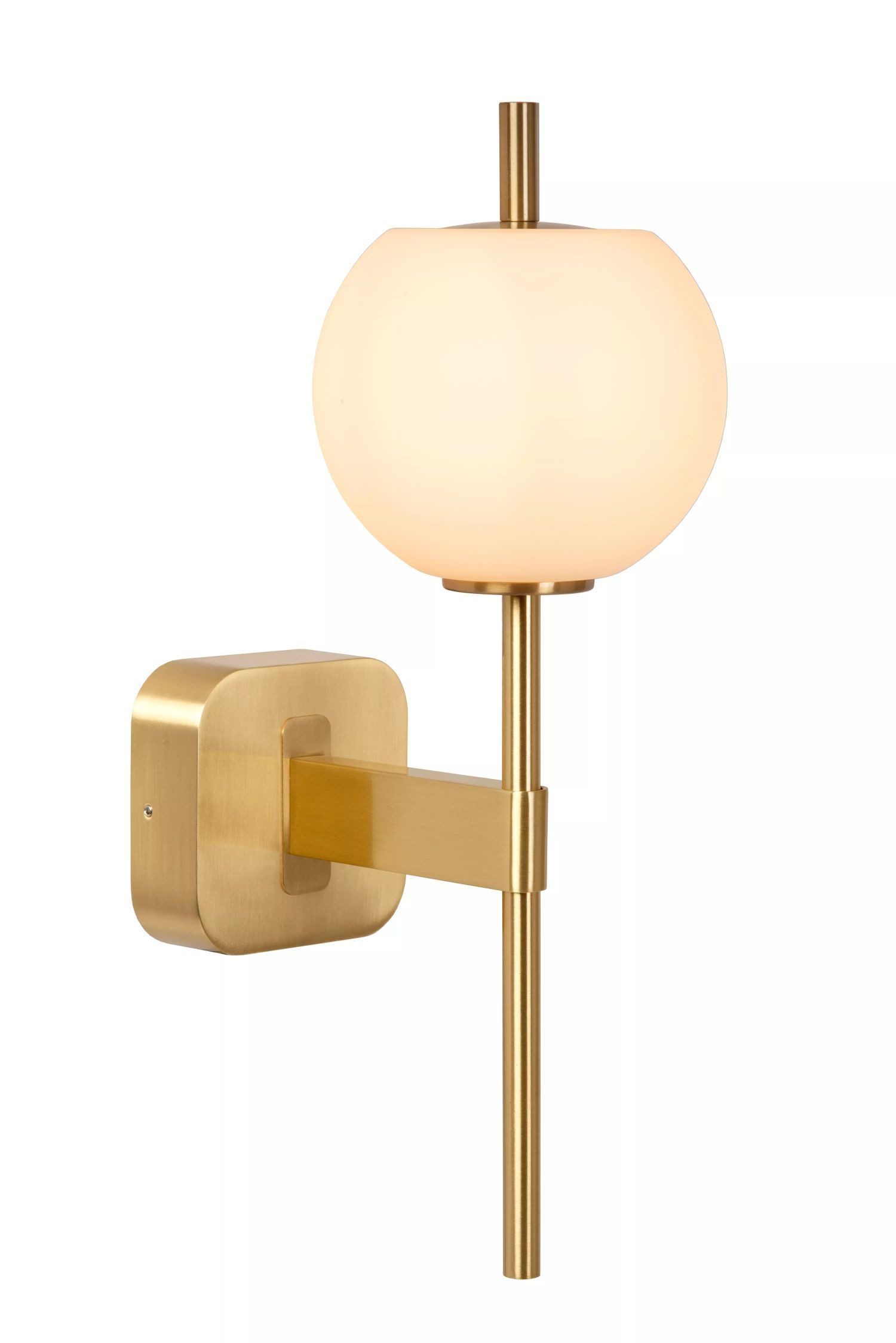 Licht-Erlebnisse Wandleuchte WINO, ohne Leuchtmittel, Glas Metall G9 IP44 H: 34,5 cm in Gold Weiß Kugelschirm Modern