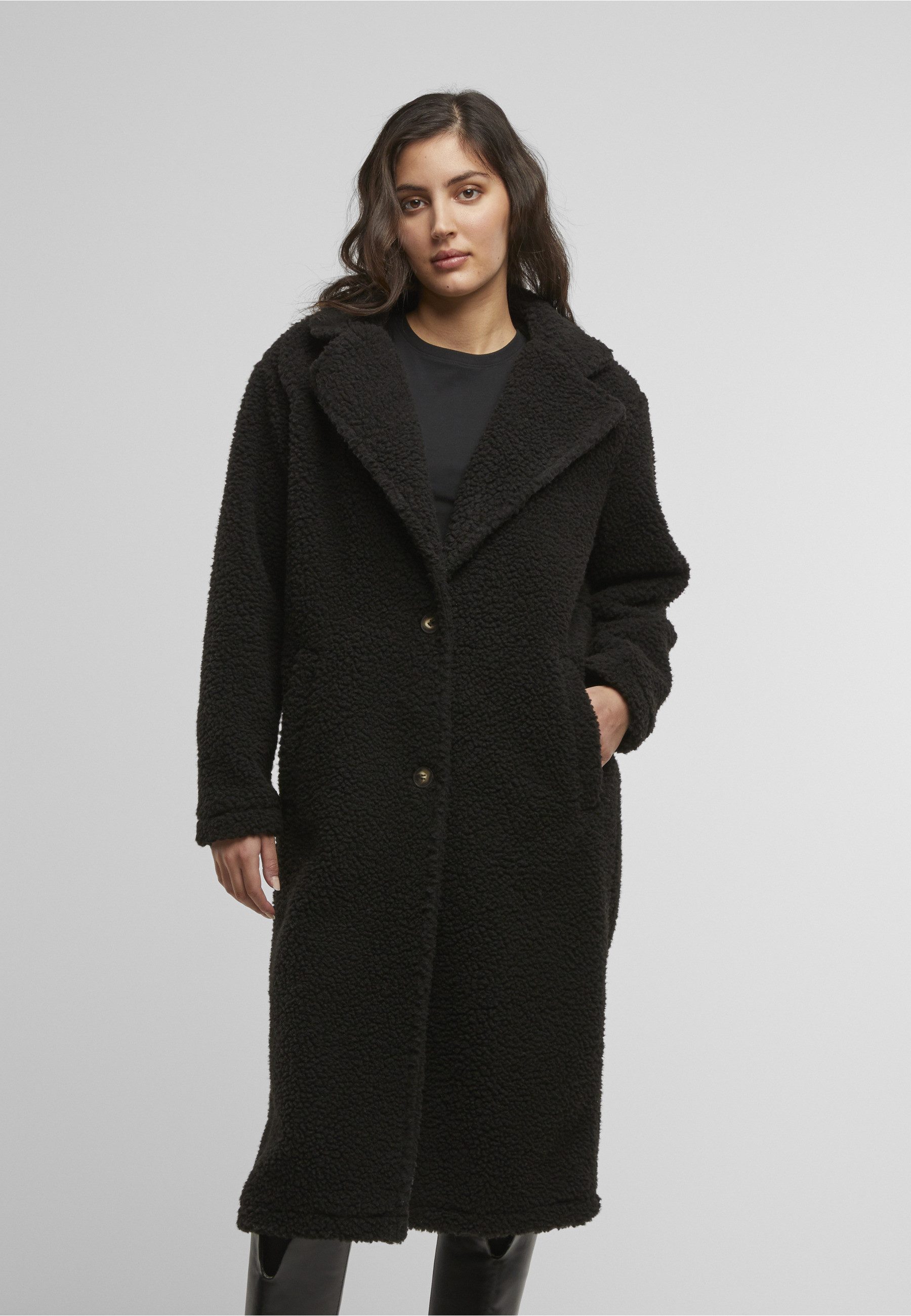 URBAN CLASSICS Winterjacke Urban Classics Ladies Teddy Long Coat (1-St)