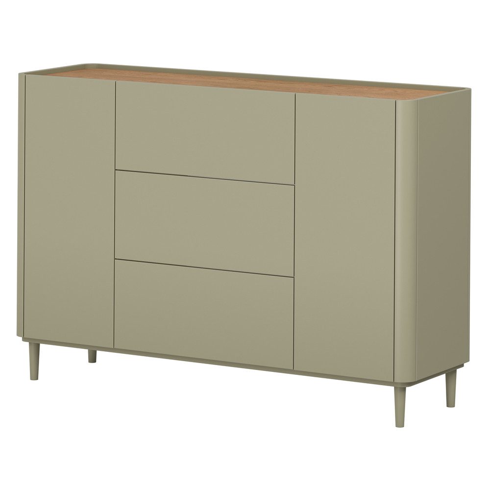 Lomadox Kommode ELOY-141, Grün Eiche Dekor 150 cm Holzfüße grifflos Softclose