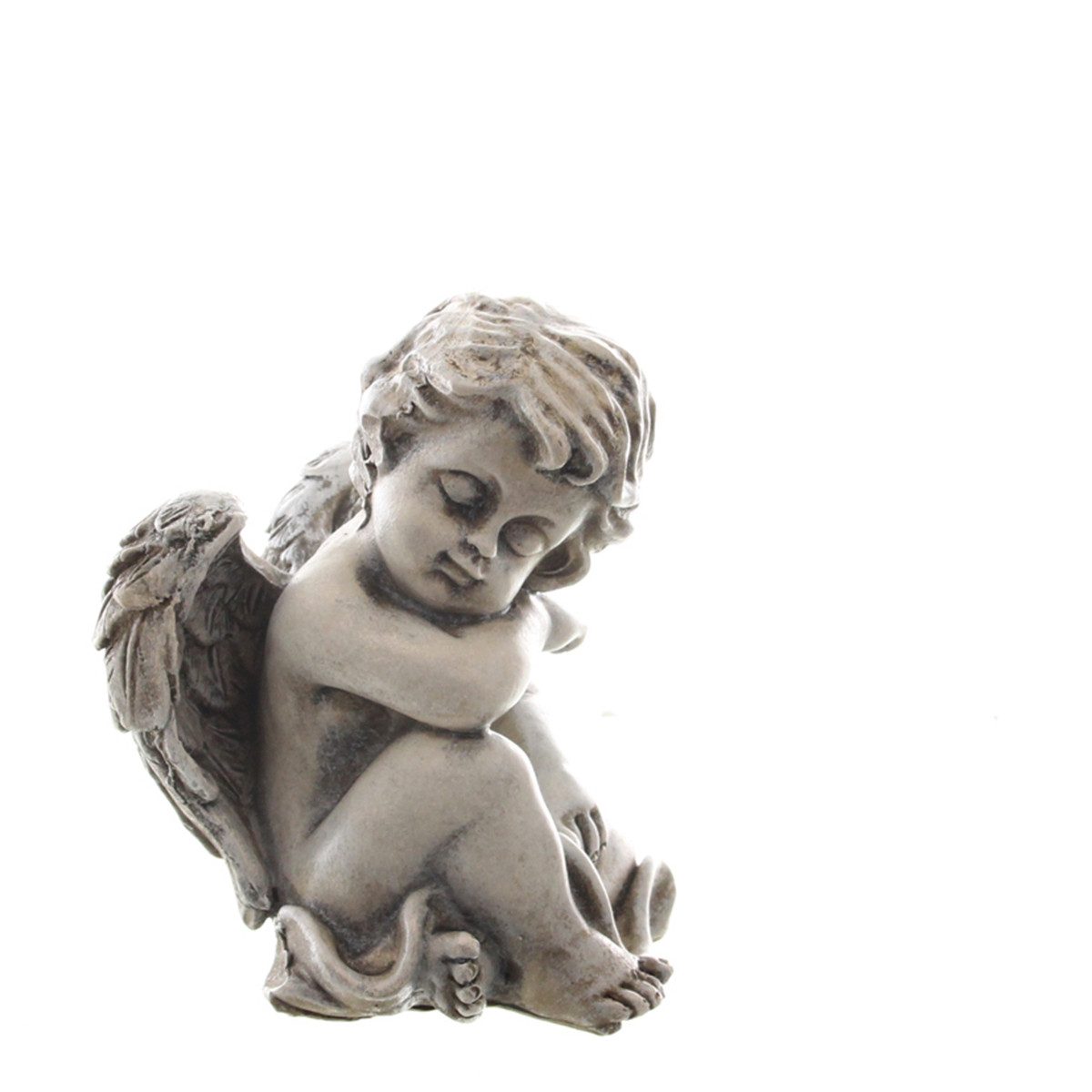 finehomegarden Engelfigur Sitzender Engel H10cm in Grau – Dekorative Engel-Figur als Skulptur (1 St), Dekorative Engel-Figur als Skulptur