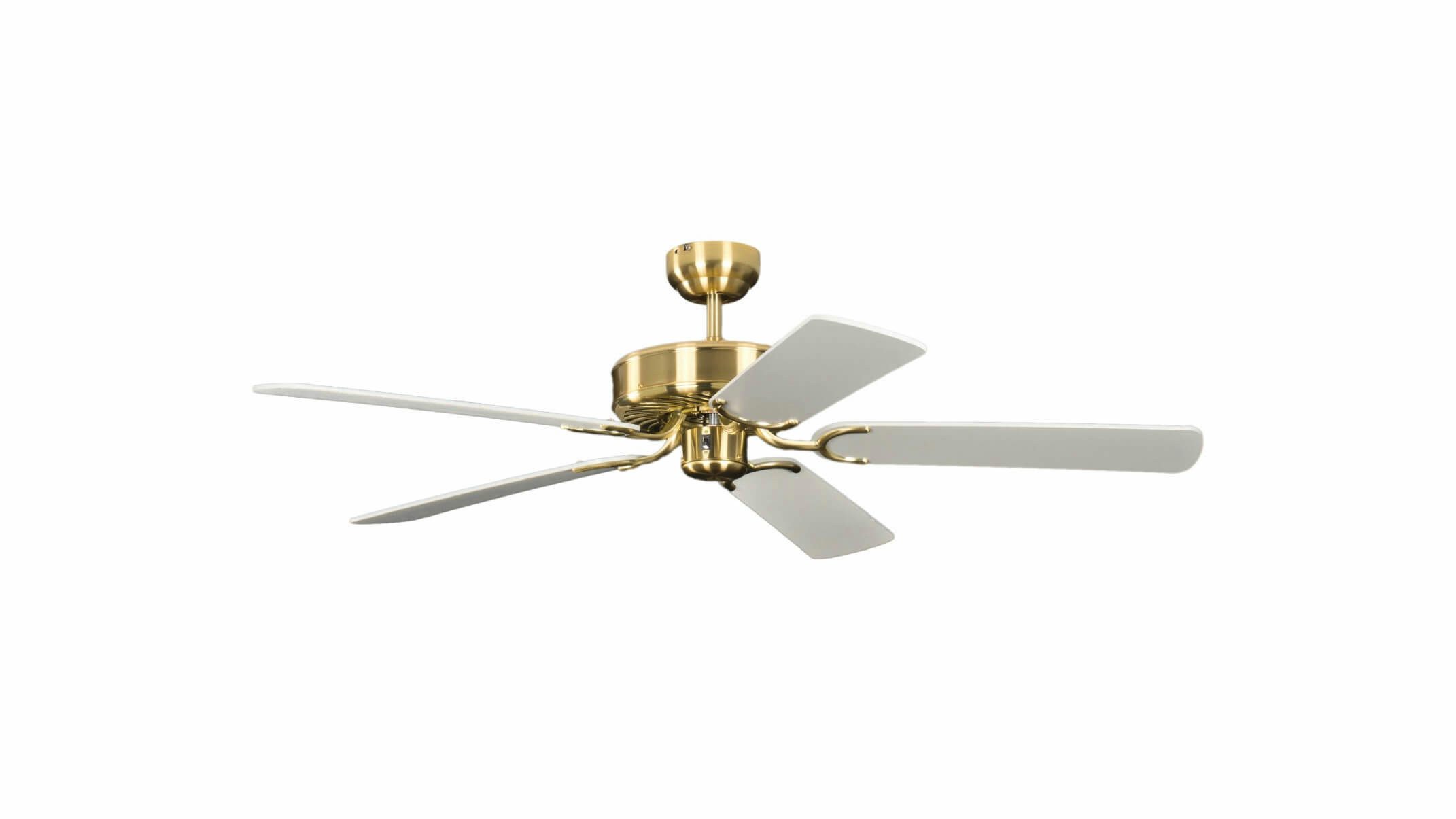 Pepeo Deckenventilator Deckenventilator Potkuri Messing seidenmatt / Weiß, Mit Zugschnur