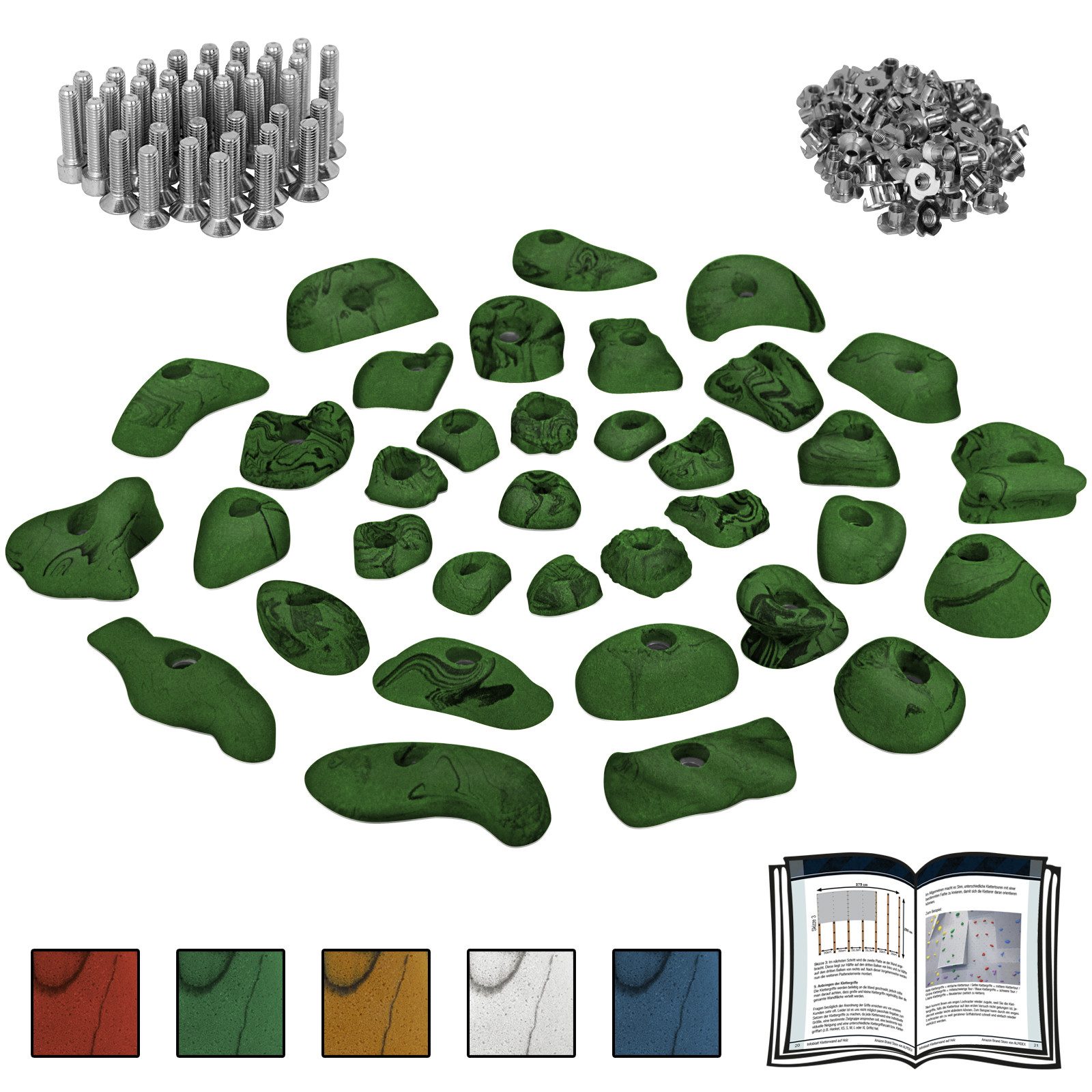 ALPIDEX Klettergriff Starterset ALPIDEX 35 Klettergriffe - inklusive Befestigungsmaterial