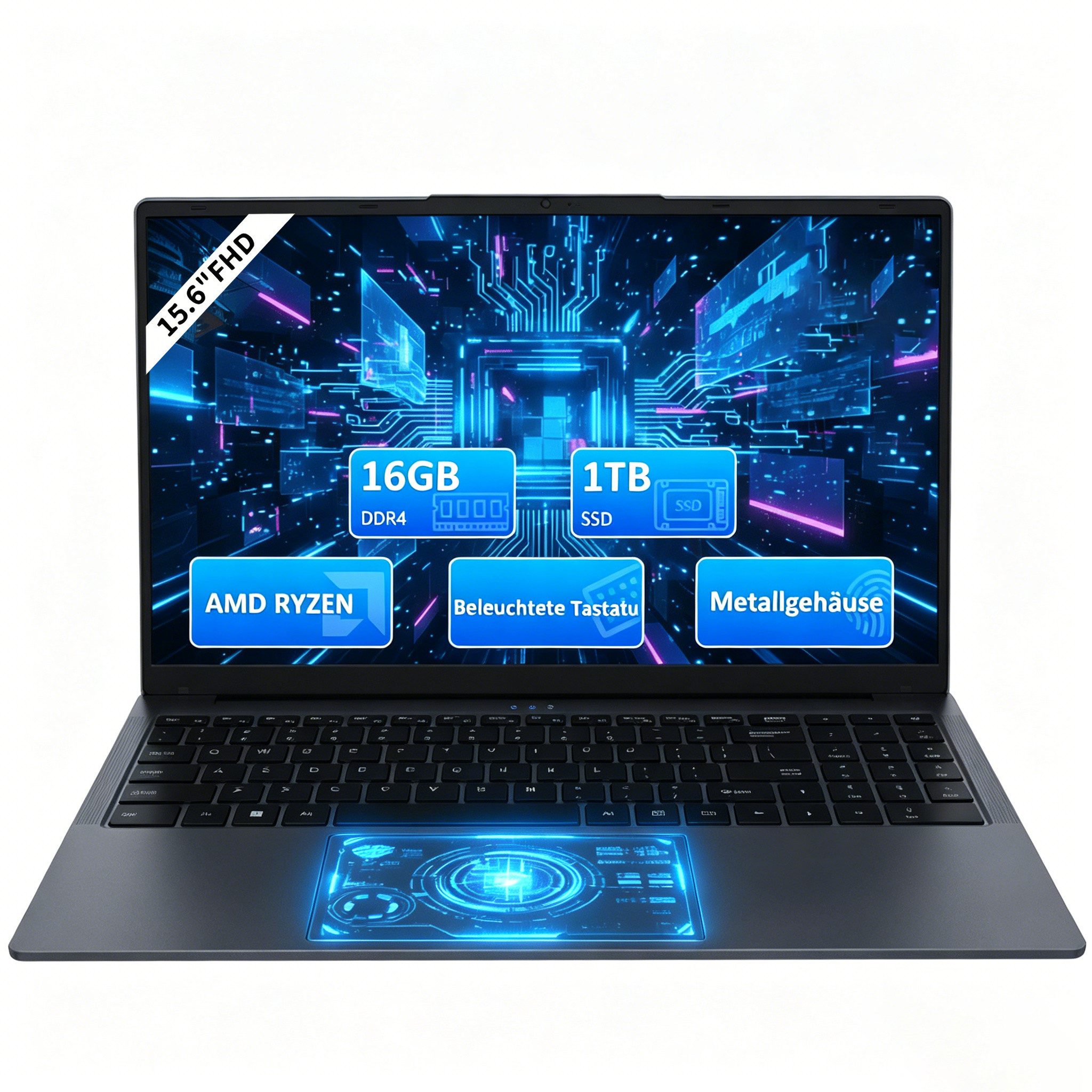 Molegar 16 Zoll Laptop mit AMD Ryzen 7 4800H (8 Kerne, bis 2.9GHz), 16GB RAM Notebook (40,64 cm/16 Zoll, AMD AMD Ryzen 7 4800H, AMD Ryzen 7 4800H, 16 GB, 1024 GB SSD, 1TB PCIe SSD, Win 11 Pro, WiFi 6, BT 5.0, inkl. 65W USB-C PD-Netzteil)