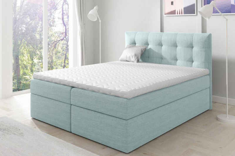 Beautysofa Boxspringbett Topiq (Bett für Schlafzimmer), 120, 140, 160, 180, 200 cm, mit 2x Bettkästen, Federkernmatratze