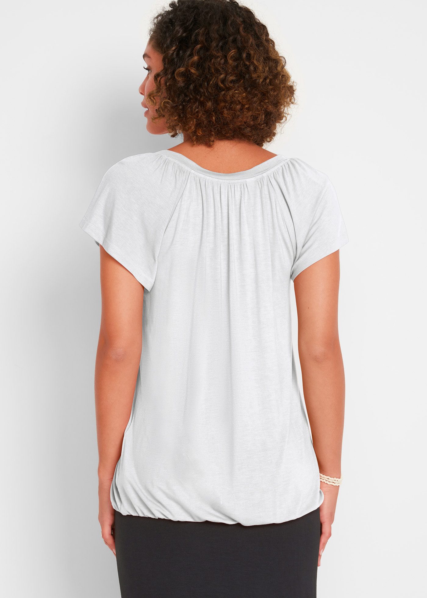 bonprix T-Shirt Ballonform, mit kurzen Flügelärmeln, mit Gummibund am Saum günstig online kaufen