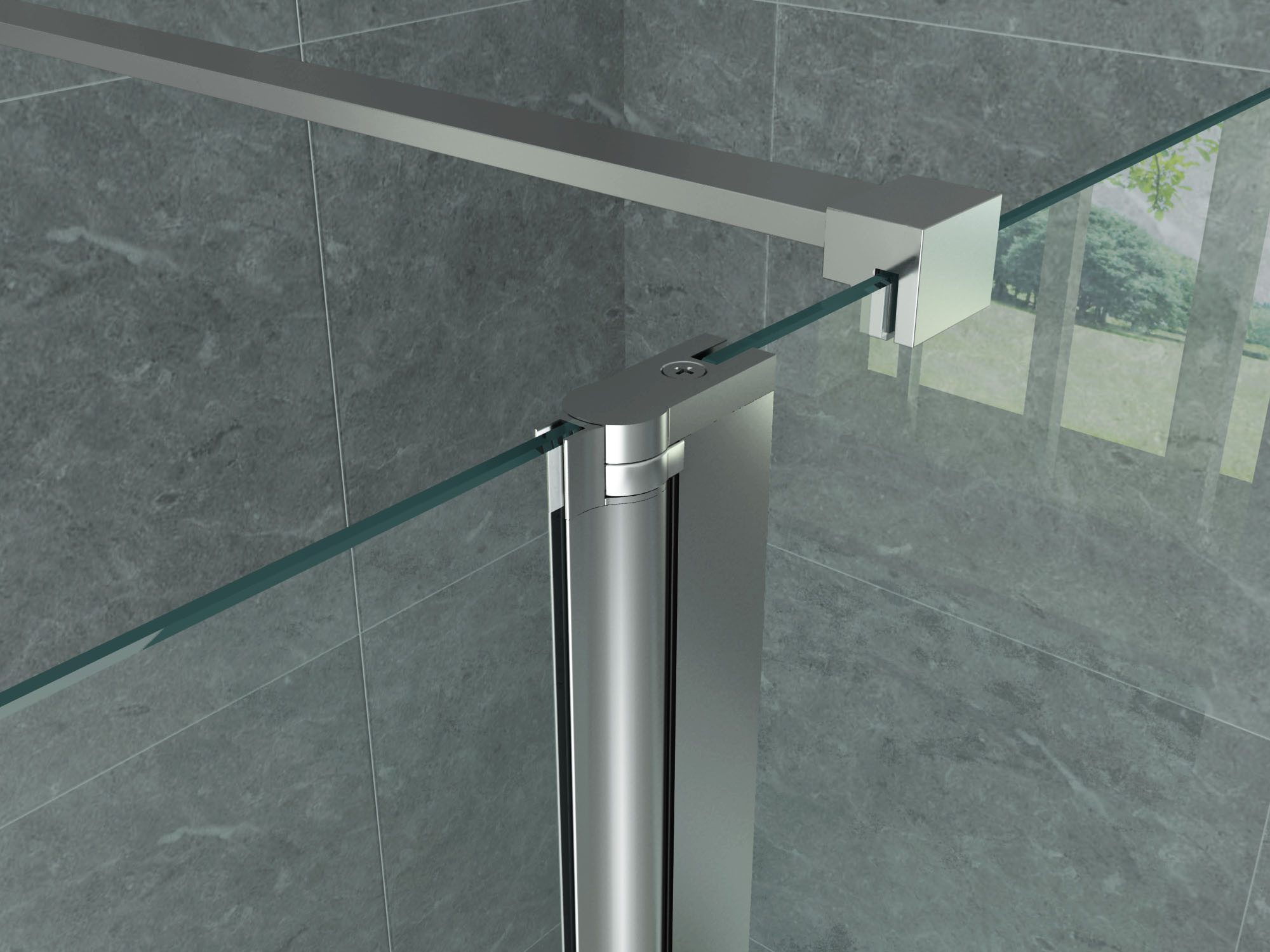 Belvit Walk-in-Dusche BV-DW1-60, (1 tlg), 200x60cm 8mm Glas Aluminium Nano Beschichtung Duschabtrennung