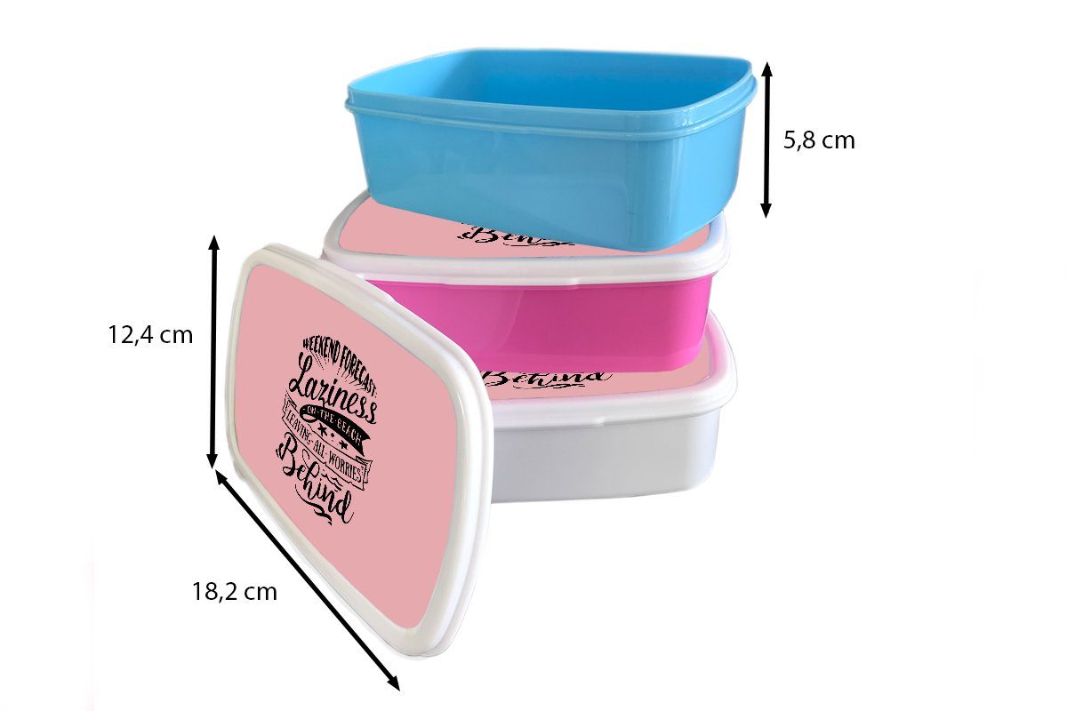 Erwachsene, Kunststoff, MuchoWow und (2-tlg), Jungs Lunchbox weiß Brotbox - Kinder Rosa, Mädchen - Zitat für Brotdose, Sommer für und