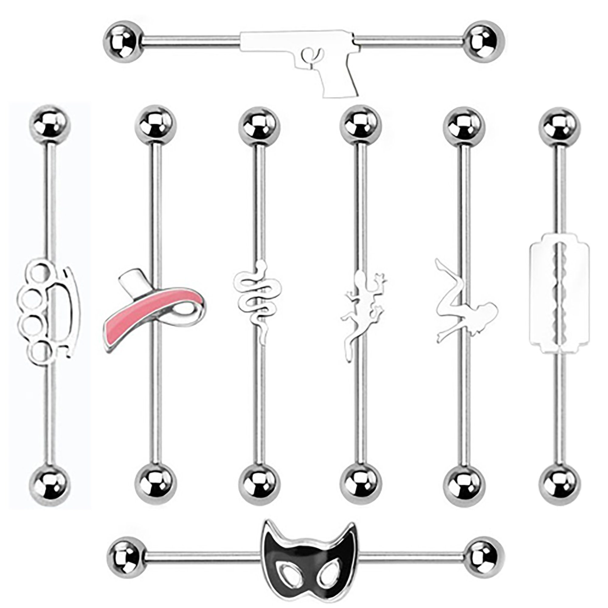 Taffstyle Piercing-Set Piercing Industrial Ohr Intim günstig online kaufen