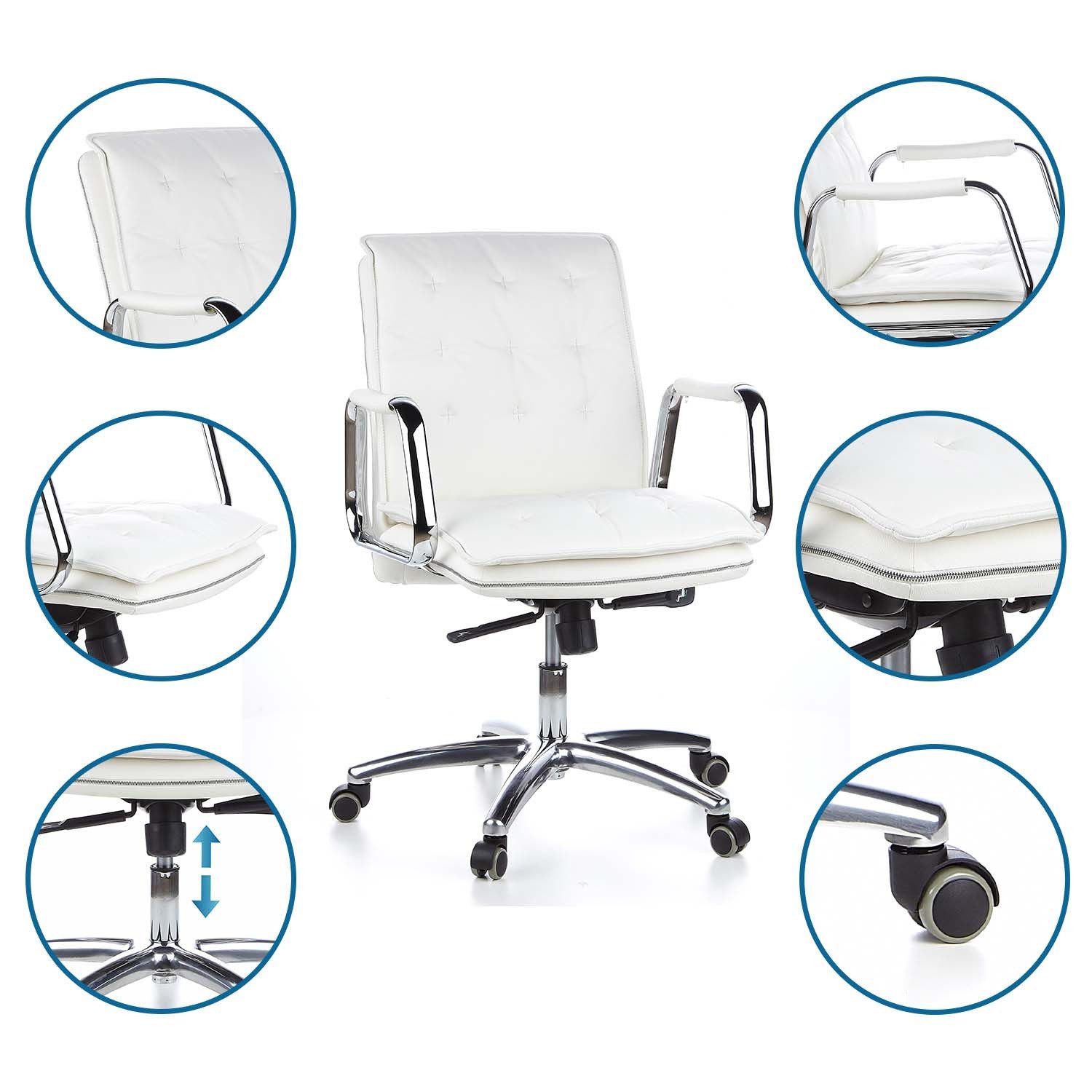 hjh OFFICE Chefsessel Profi Chefsessel Villa 10 Leder mit Armlehnen, Drehstuhl Bürostuhl ergonomisch