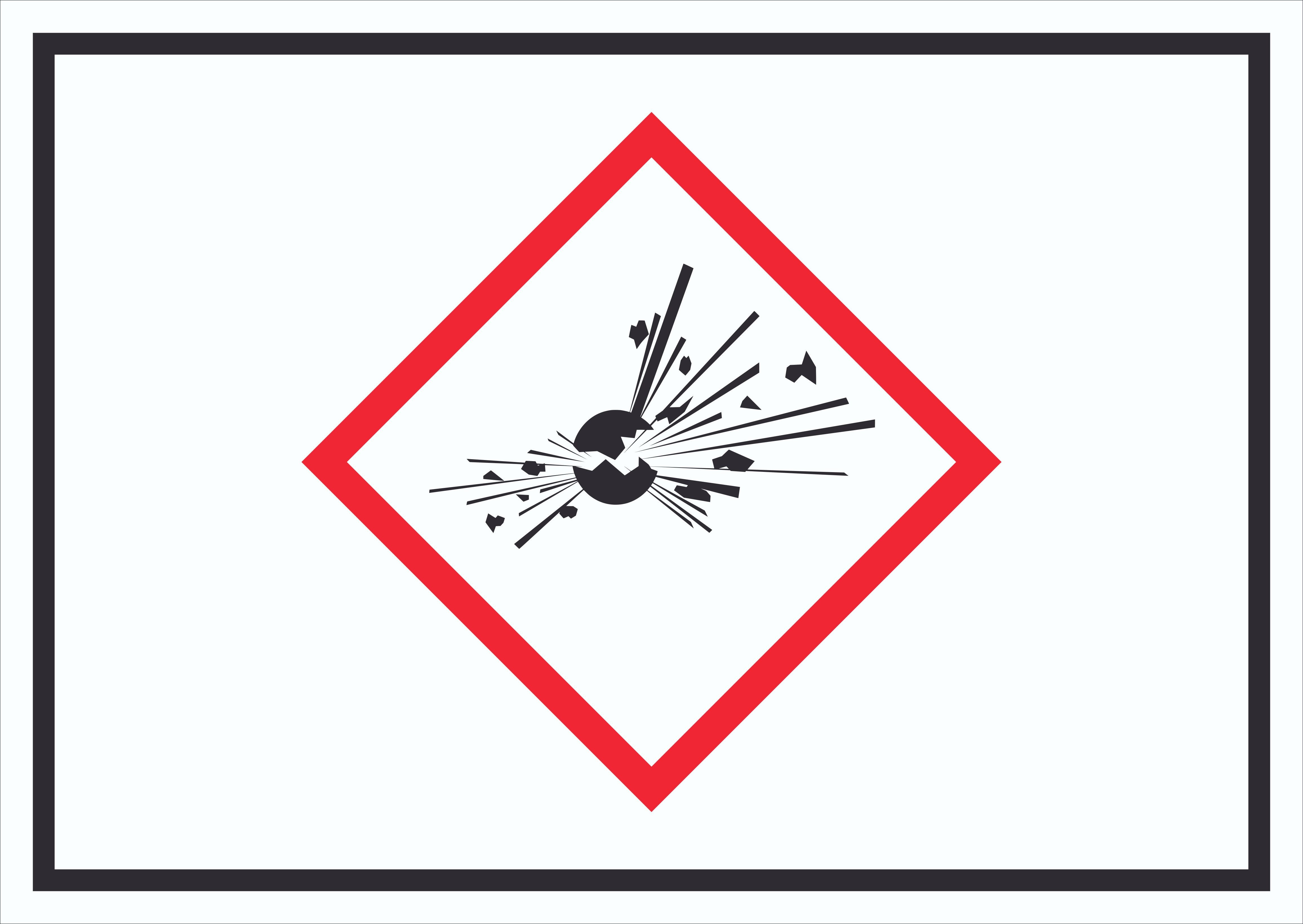 HB-Druck Hinweisschild Schild Instabile explosive Stoffe Symbol Explosion, wetterfest, stabil, UV-beständig, kratzfest