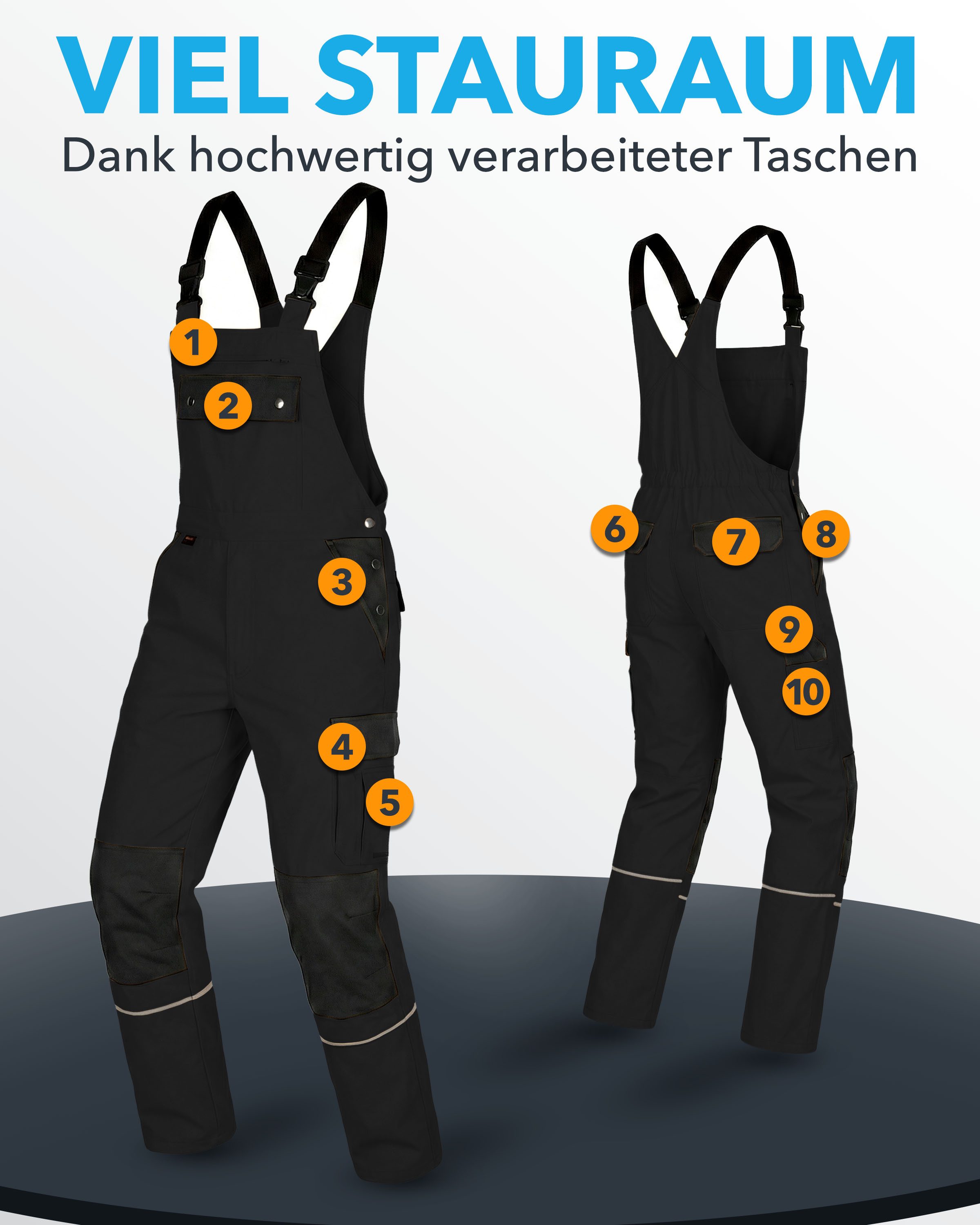 TMG International Arbeitslatzhose Latzhose Arbeitshose Cargohose Overall Blaumann