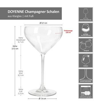 MamboCat Sektglas 6x Doyenne Champagner-Schalen 150ml Sekt-Schale Cocktail-Gläser, Glas