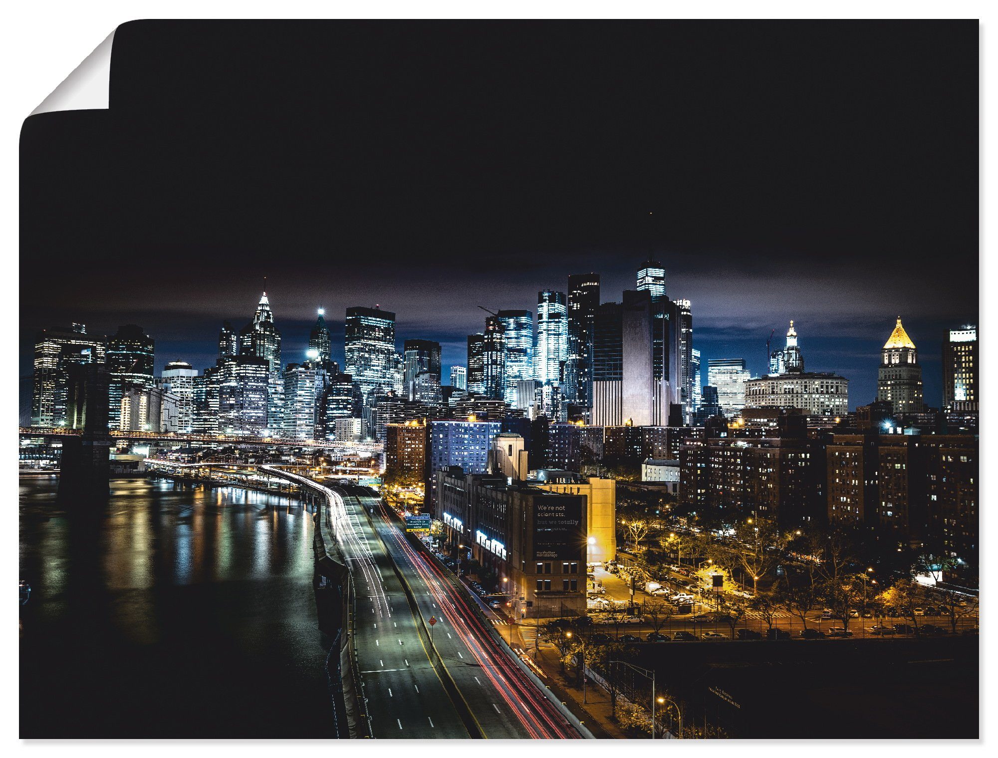 Artland Wandbild Nacht in New York, Alubild, Größen St), Leinwandbild, oder als (1 Amerika versch. Wandaufkleber in Poster