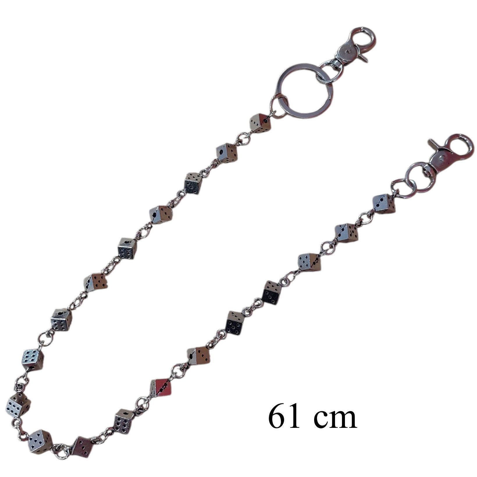Ware aus aller Welt Hosenkette Einreihig mit Würfel-Design und Karabiner Geldbörsenkette Biker Kette, (1-tlg)