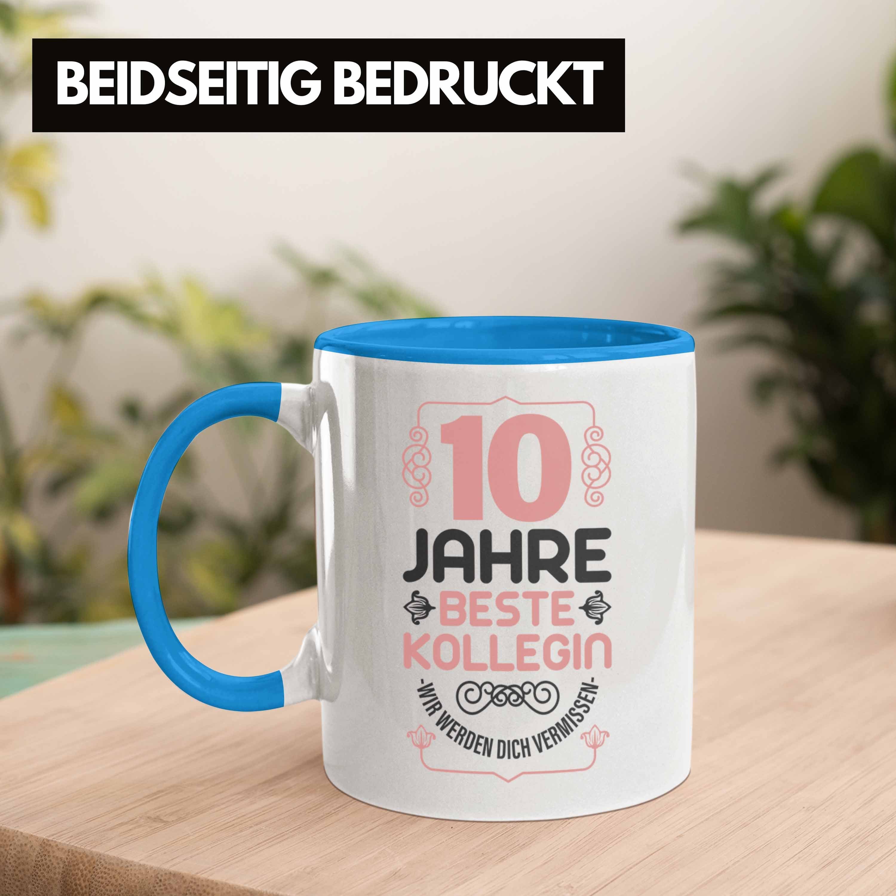 10 Jubiläum Jahre Geschenk - Tasse Trendation Idee Kollegin Trendation Blau