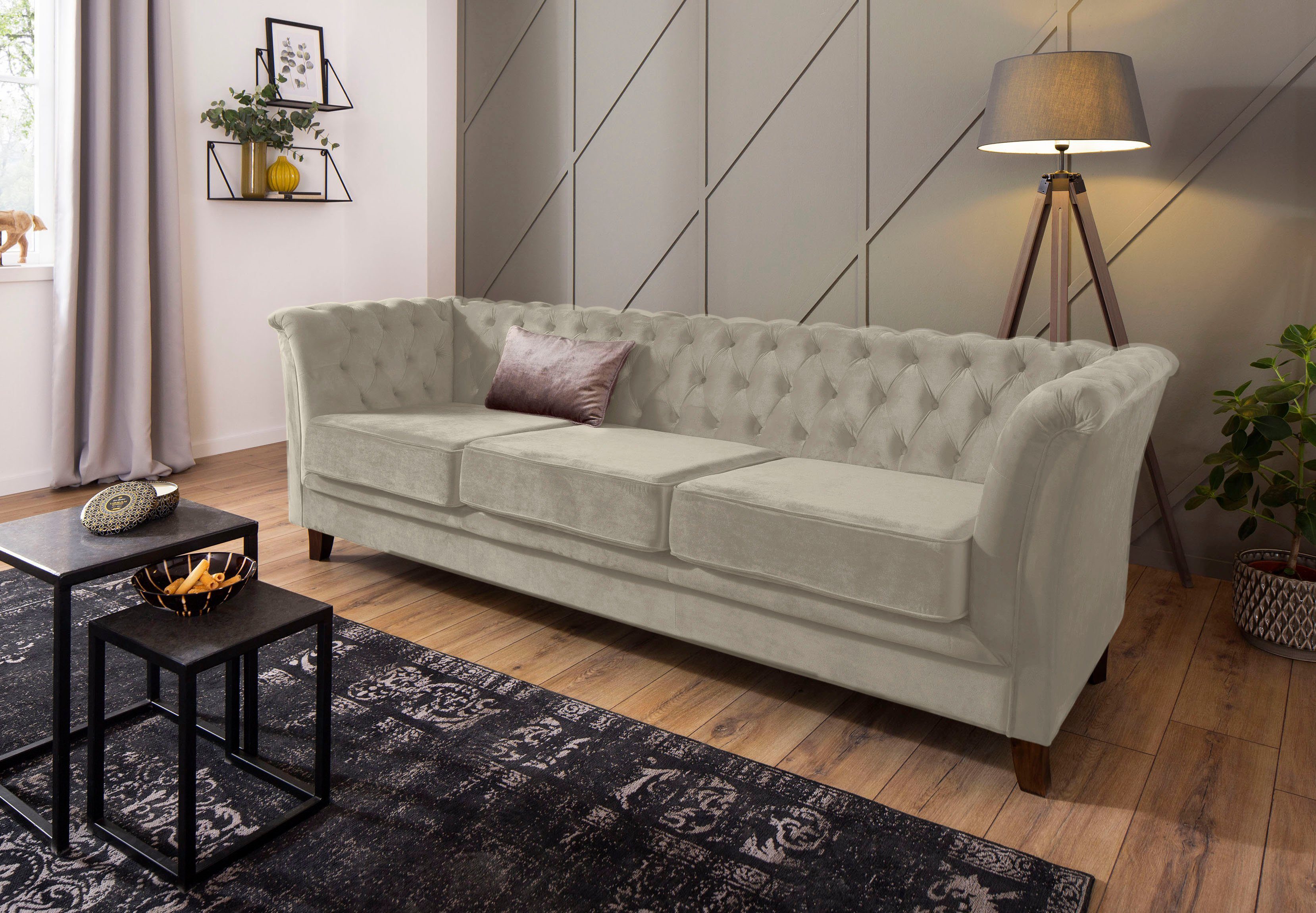 Home affaire Chesterfield-Sofa Dover, aufwändige Knopfheftung in Chesterfield-Optik