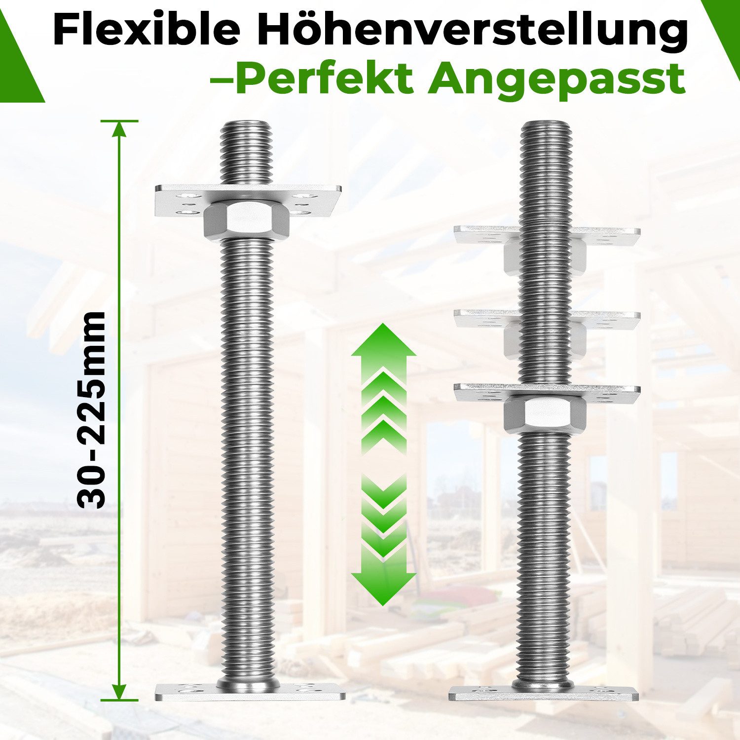 Clanmacy Pfostenträger Pfostenträger höhenverstellbar 30–250 mm – für Zaun, Silber 4PCS