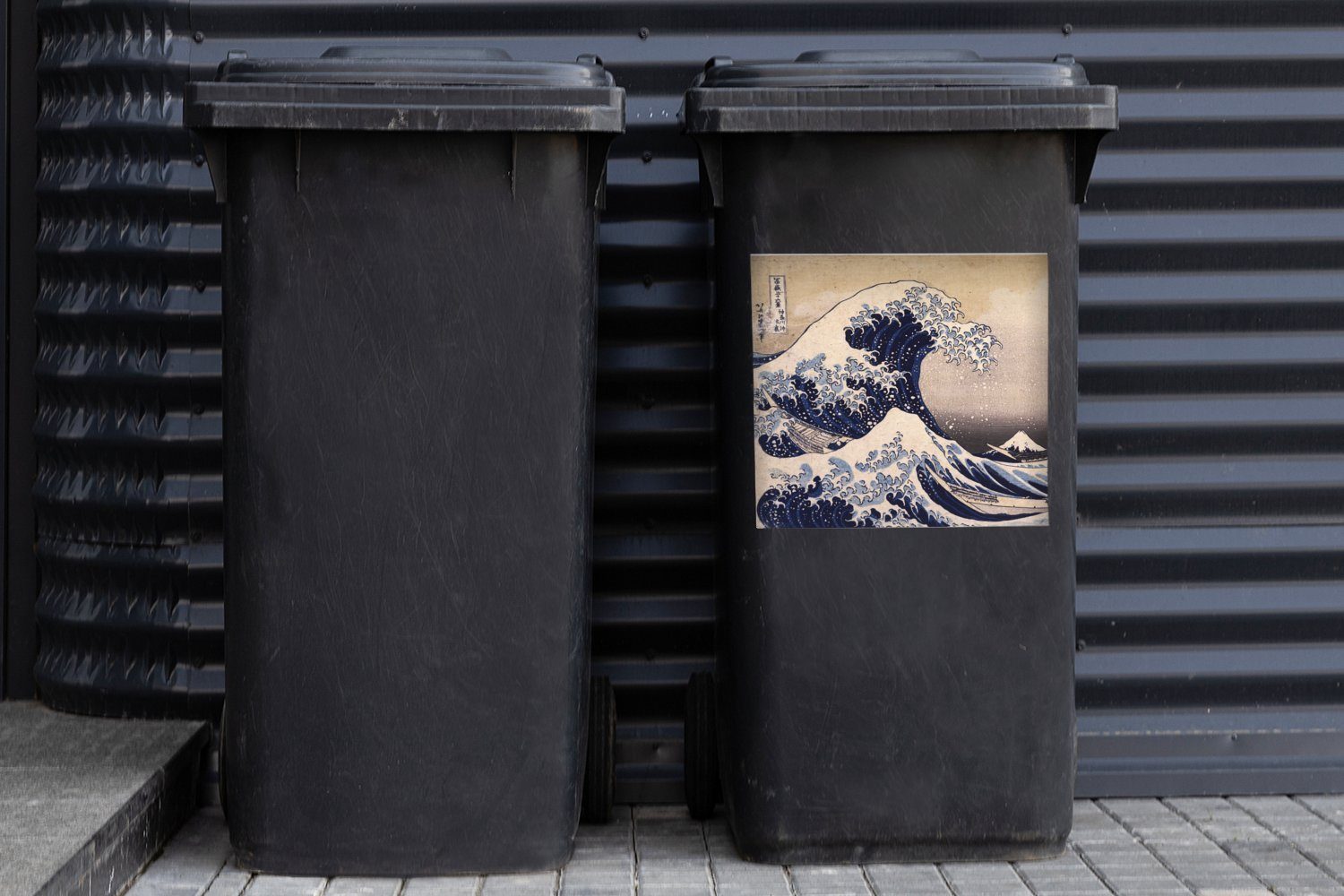 MuchoWow Wandsticker Die große Kluft Sticker, Mülleimer-aufkleber, von Hokusai Kanagawa Mülltonne, St), - Katsushika Container, (1 Gemälde Abfalbehälter von