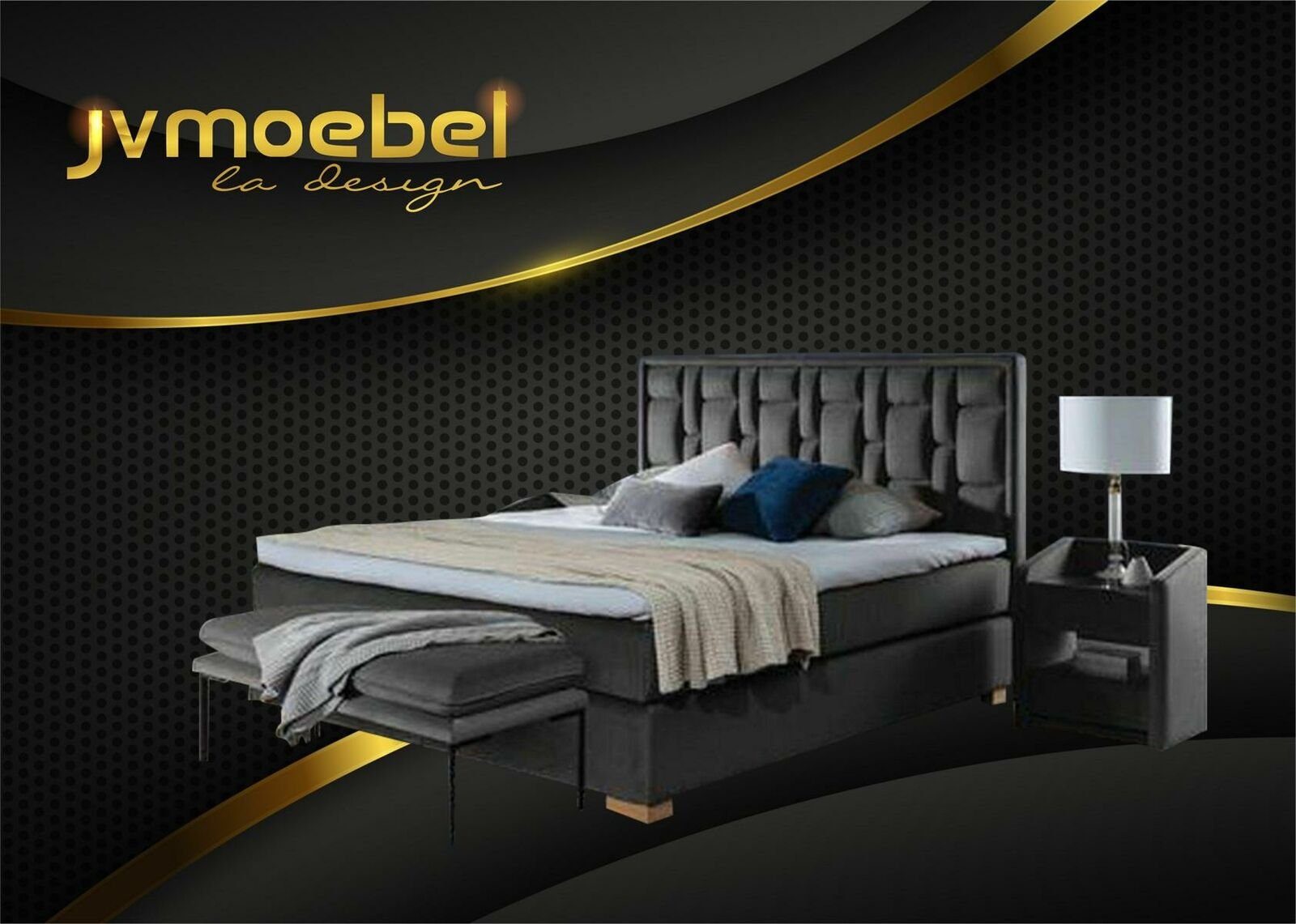 JVmoebel Bett, Bett Textil Schlafzimmer Moderne Betten 140x200 Bettgestell Schwarz