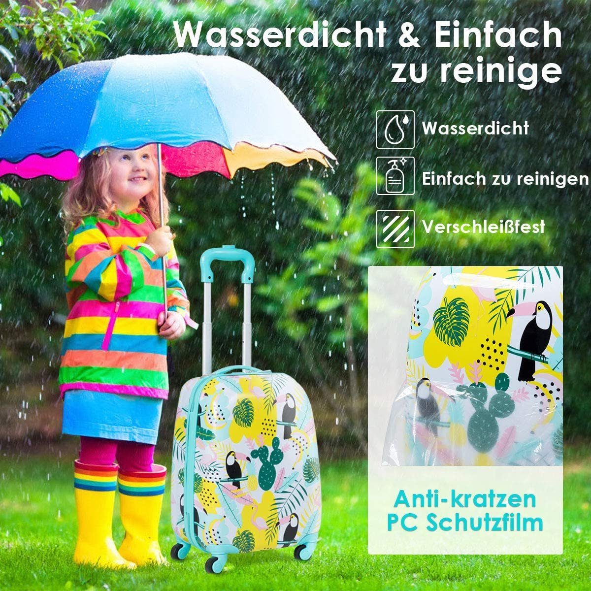 COSTWAY Kinderkoffer 2tlg Kinderkoffer, mit Rucksack