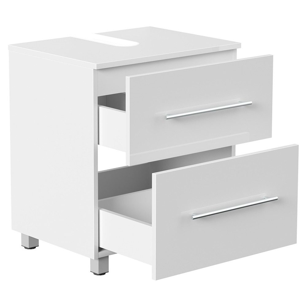Lomadox Waschbeckenschrank MONTEFANO-02 55 cm breit in weiß Hochglanz, 2-türig, mit Standfüßen – Bild 5 von 5